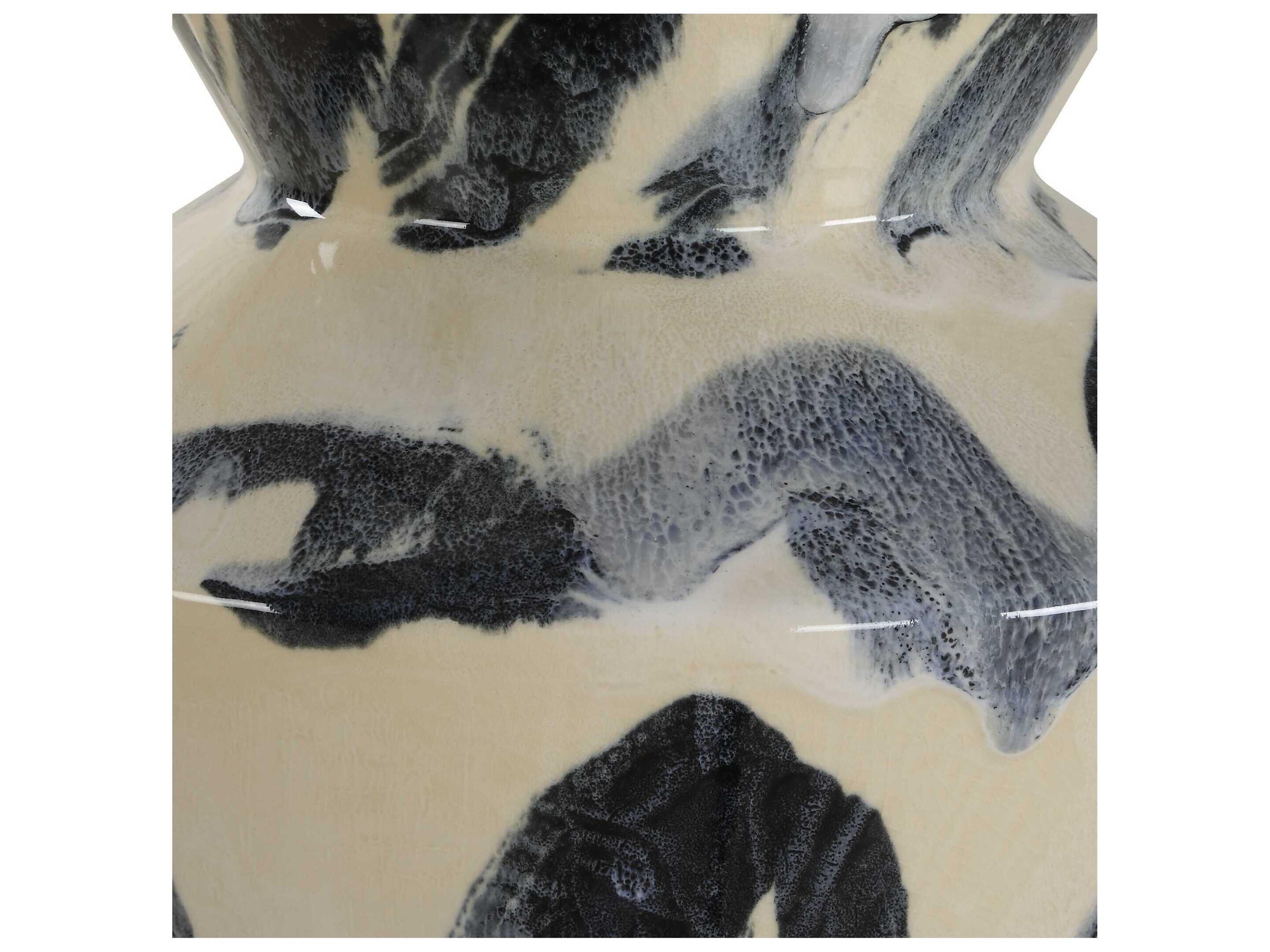 Uttermost Oranda Blue White Tapered Round Hardback Buffet Lamp