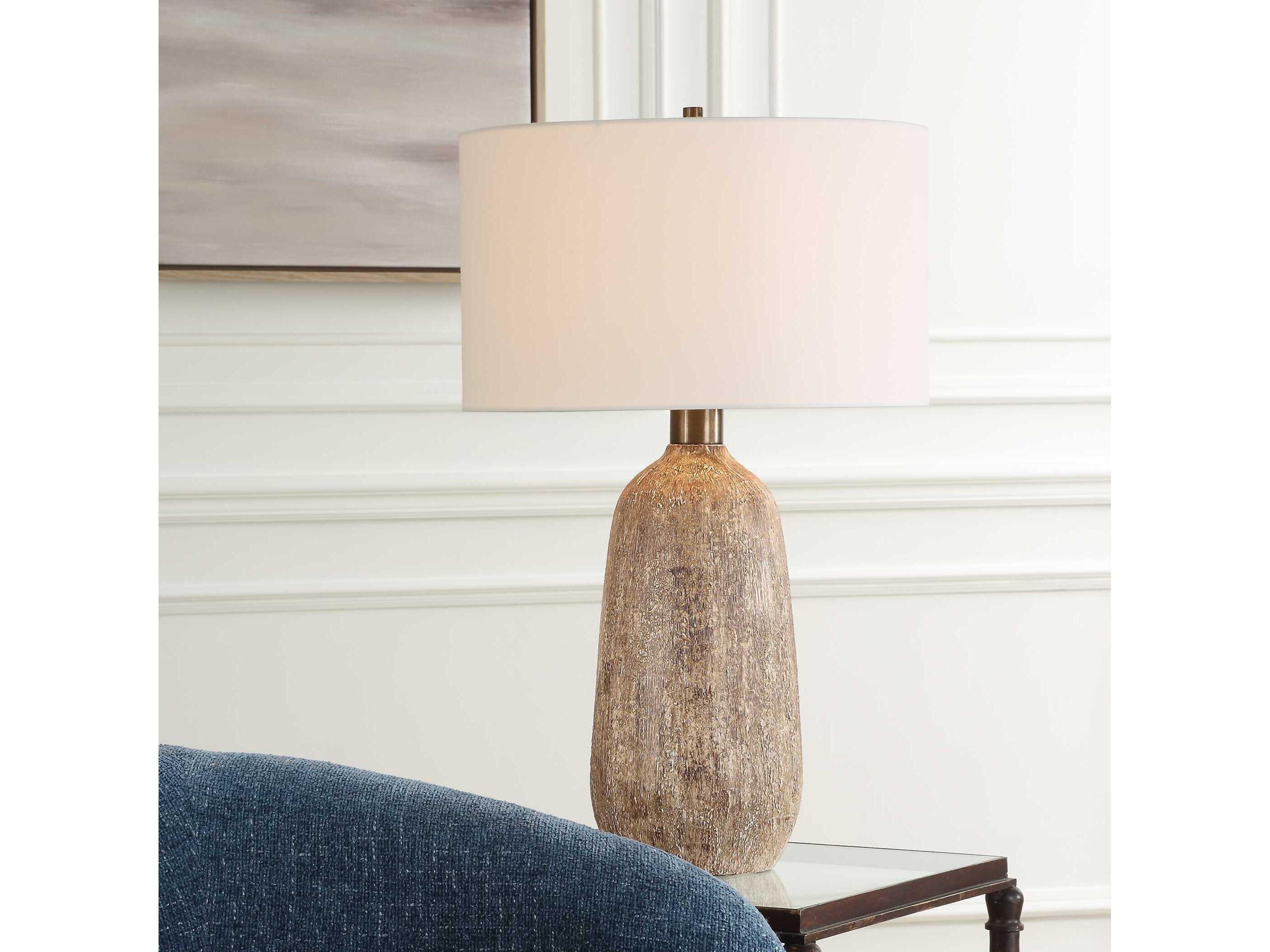 Uttermost Napier Bronze Brown Round Hardback Buffet Lamp