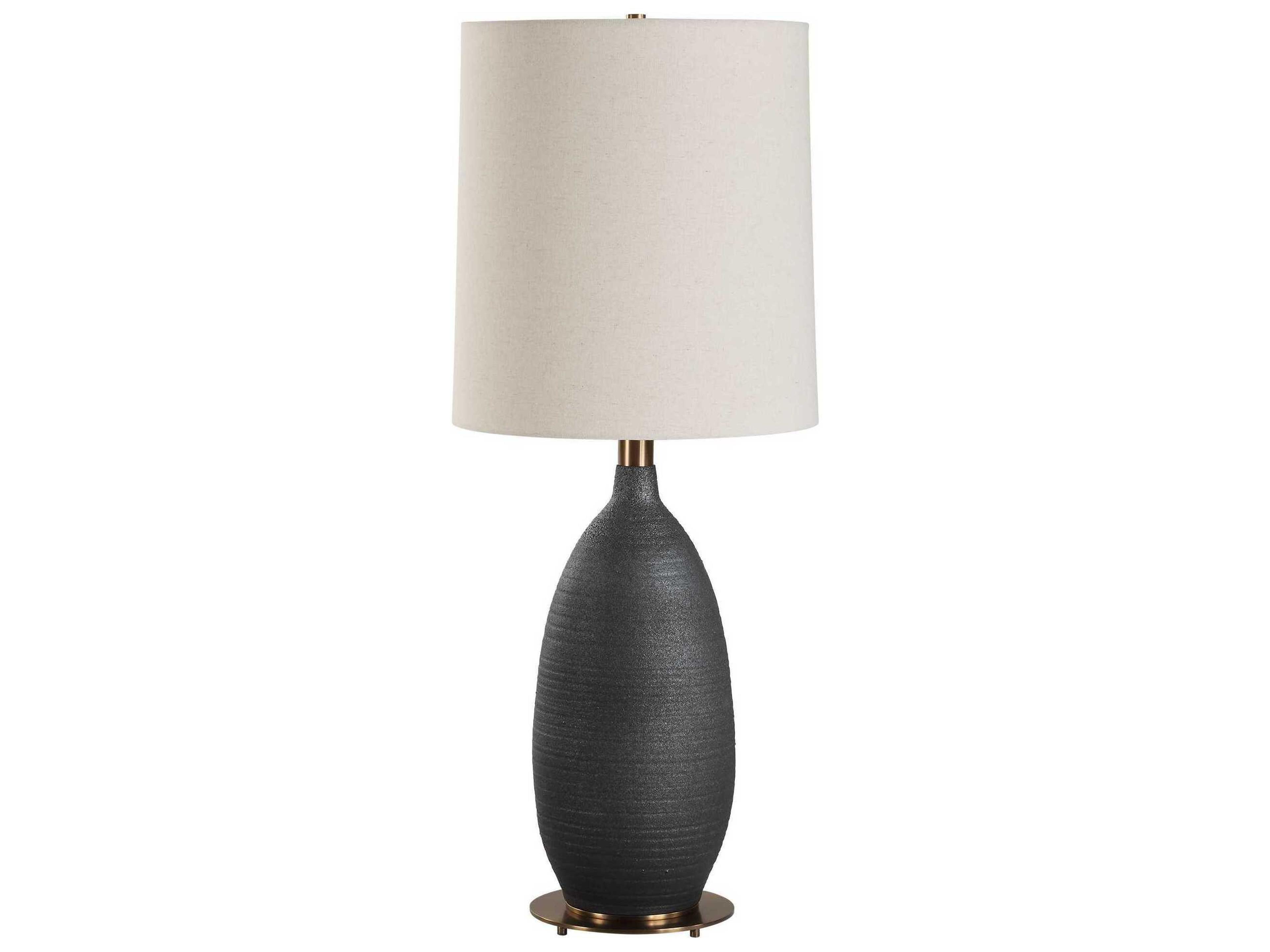 Uttermost Bower Matte Black Round Hardback Buffet Lamp