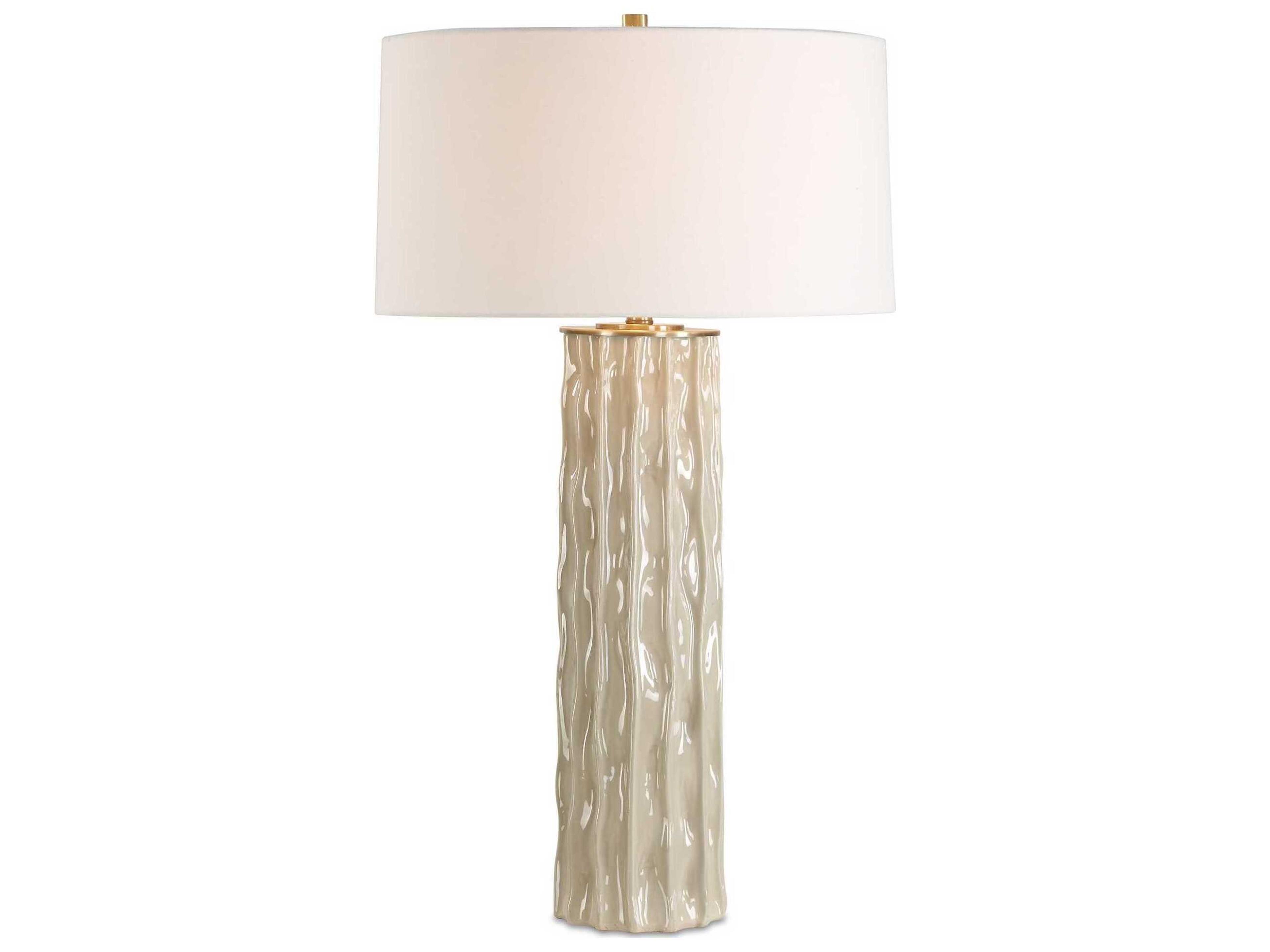 Uttermost Parilli Taupe Gray Round Hardback Rolled Edge Buffet Lamp