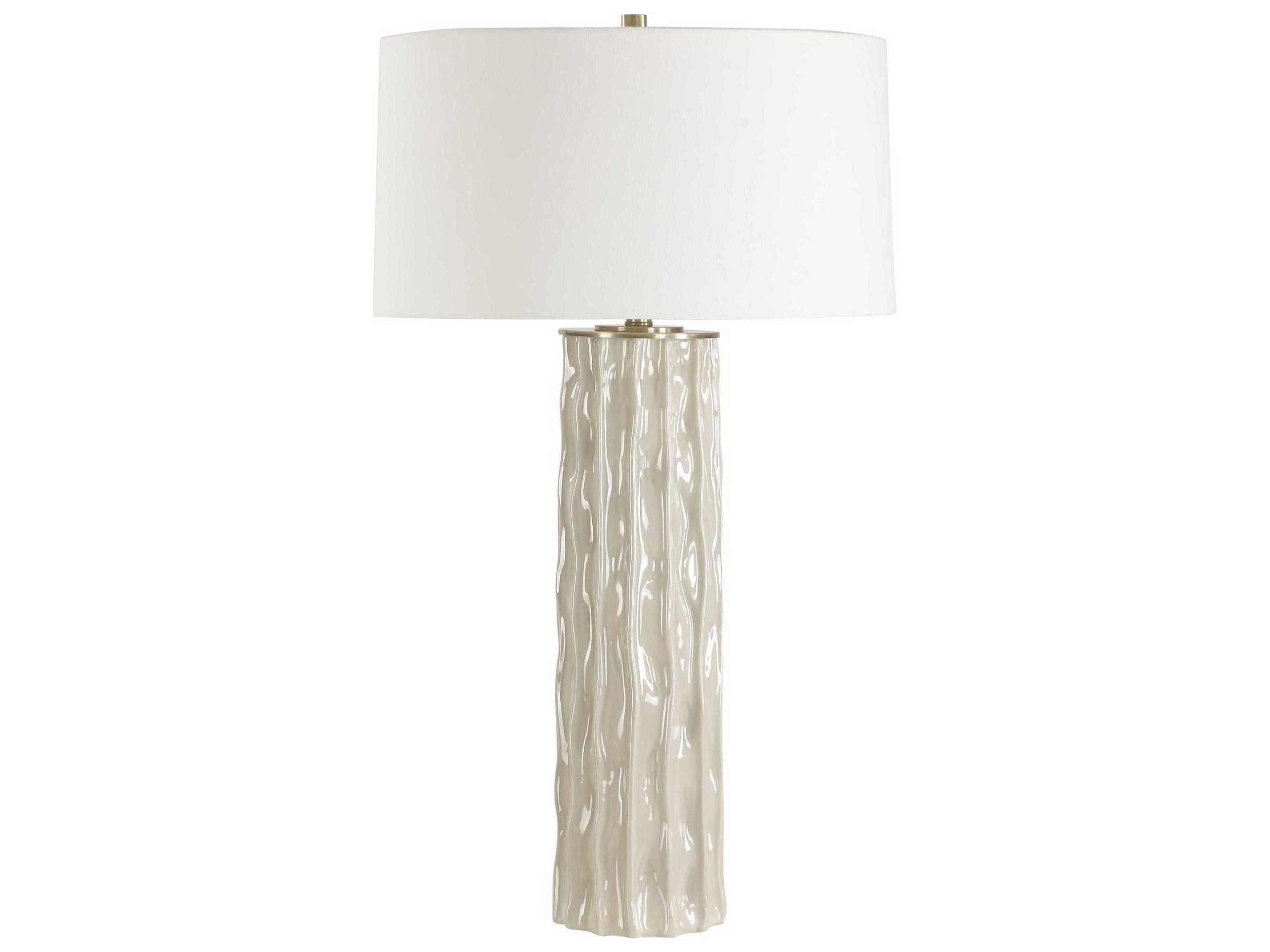 Uttermost Parilli Taupe Gray Round Hardback Rolled Edge Buffet Lamp