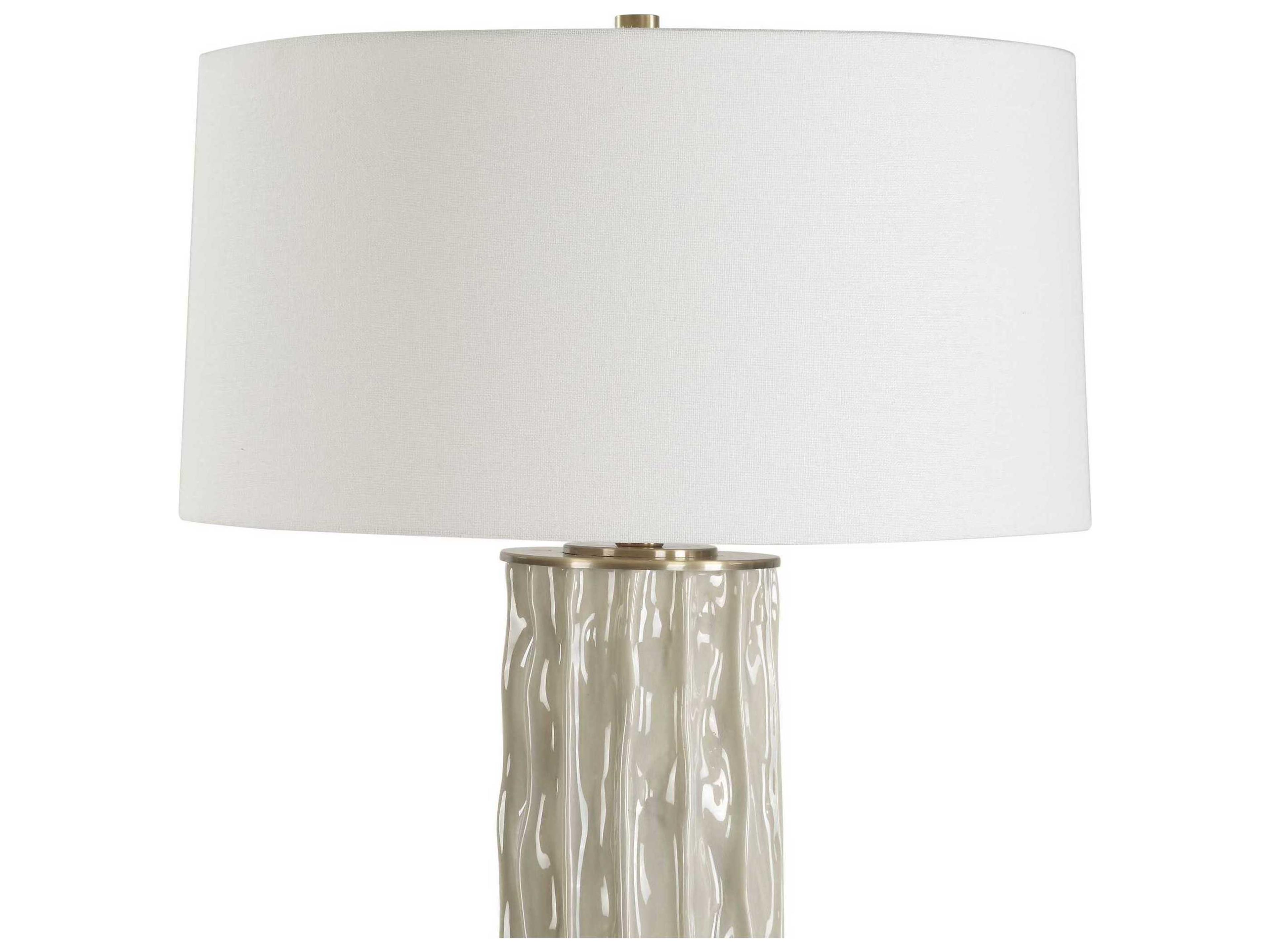 Uttermost Parilli Taupe Gray Round Hardback Rolled Edge Buffet Lamp