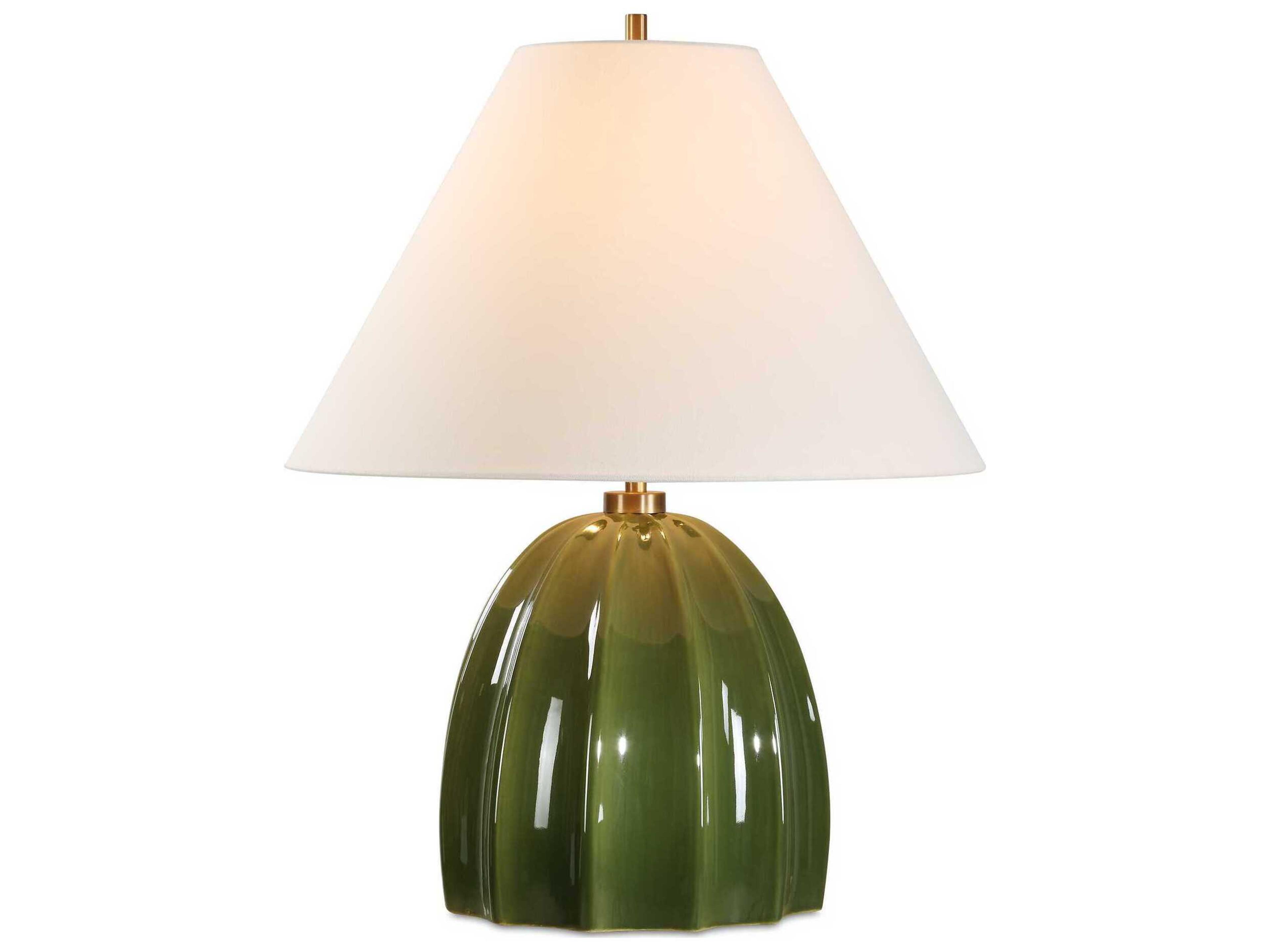 Uttermost Renna Moss Green Round Hardback Buffet Lamp