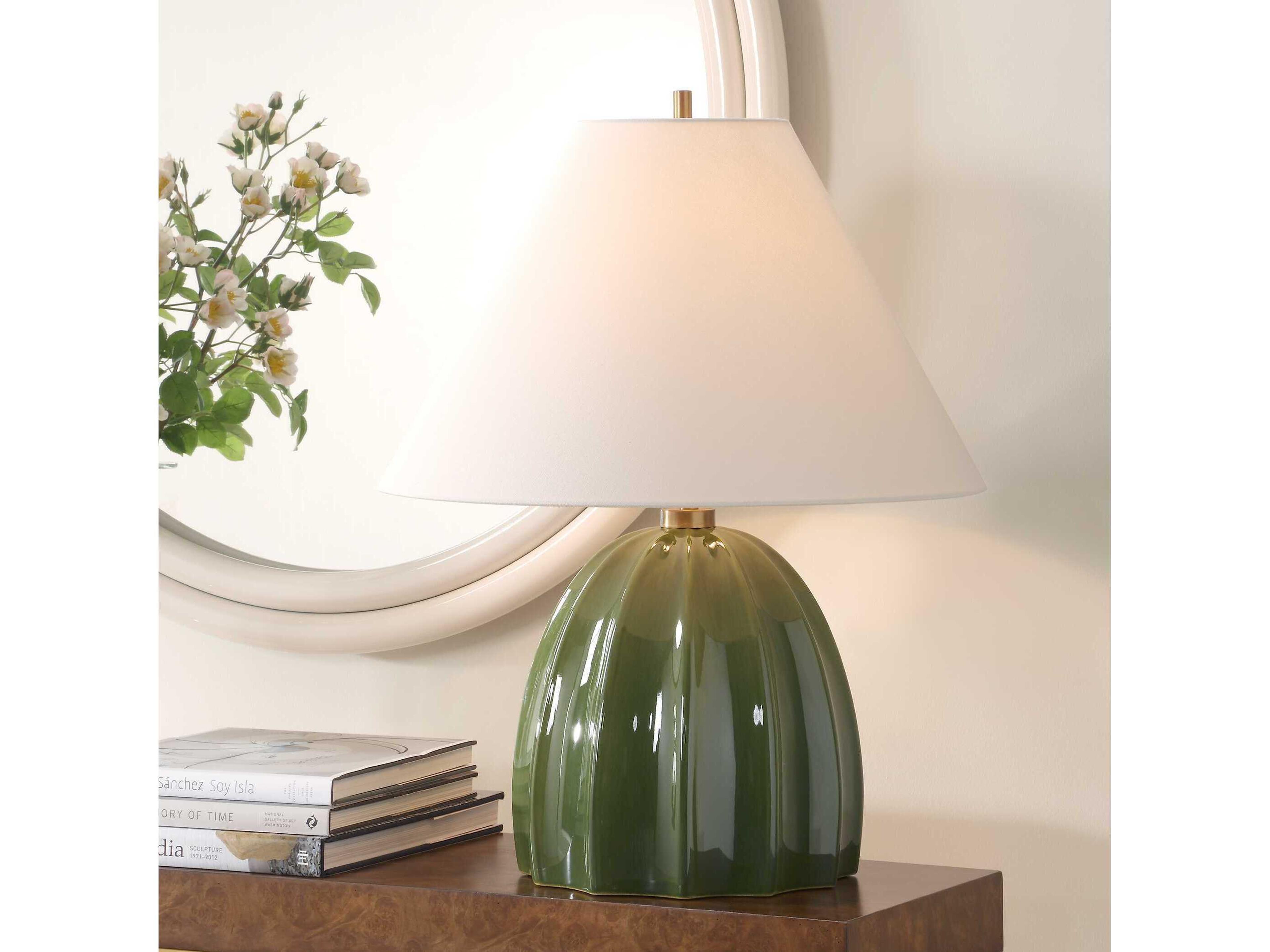 Uttermost Renna Moss Green Round Hardback Buffet Lamp