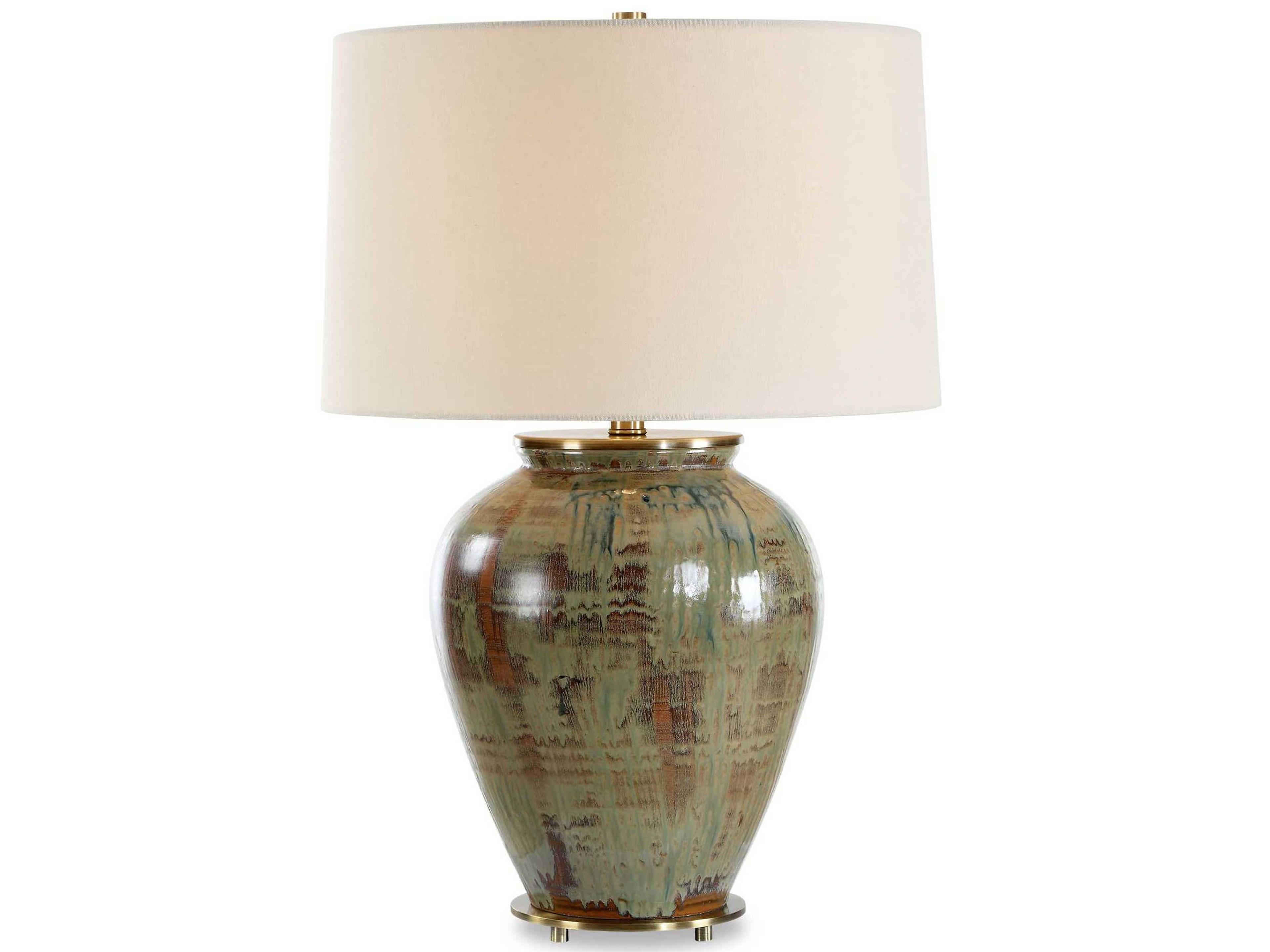 Olisa Green Tapered Hardback Brown Buffet Lamp