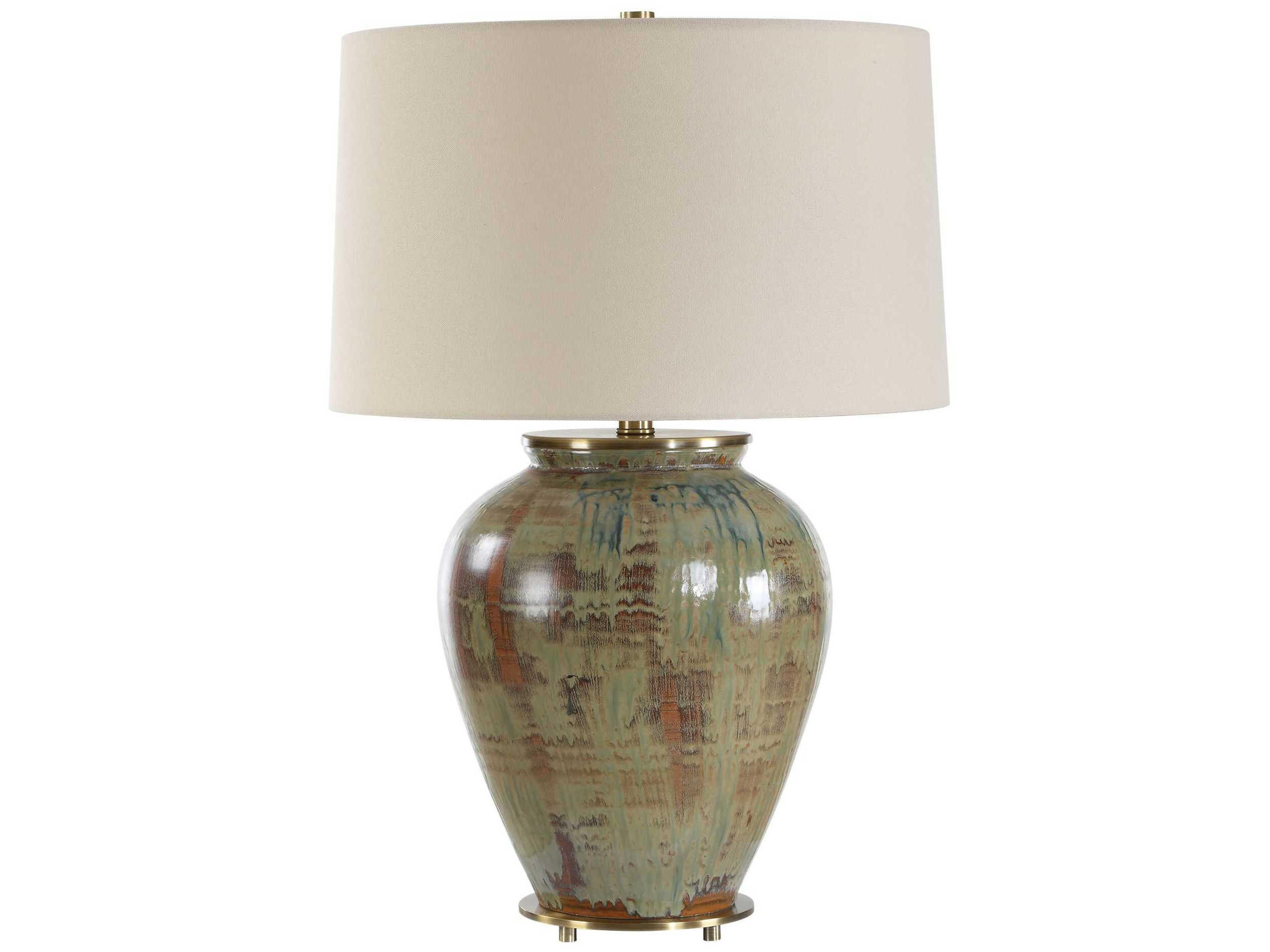 Uttermost Olisa Green Tapered Hardback Brown Buffet Lamp