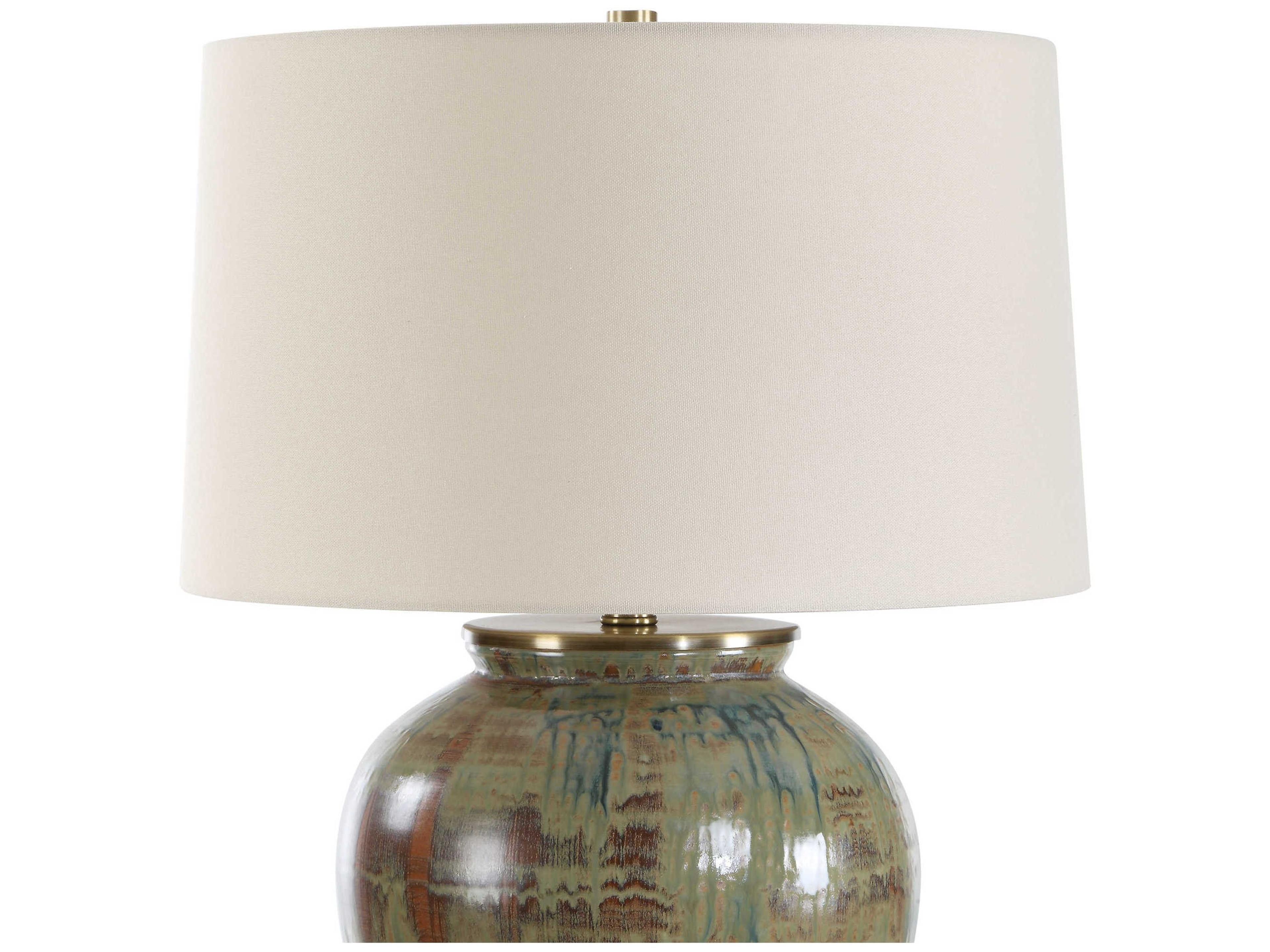 Uttermost Olisa Green Tapered Hardback Brown Buffet Lamp
