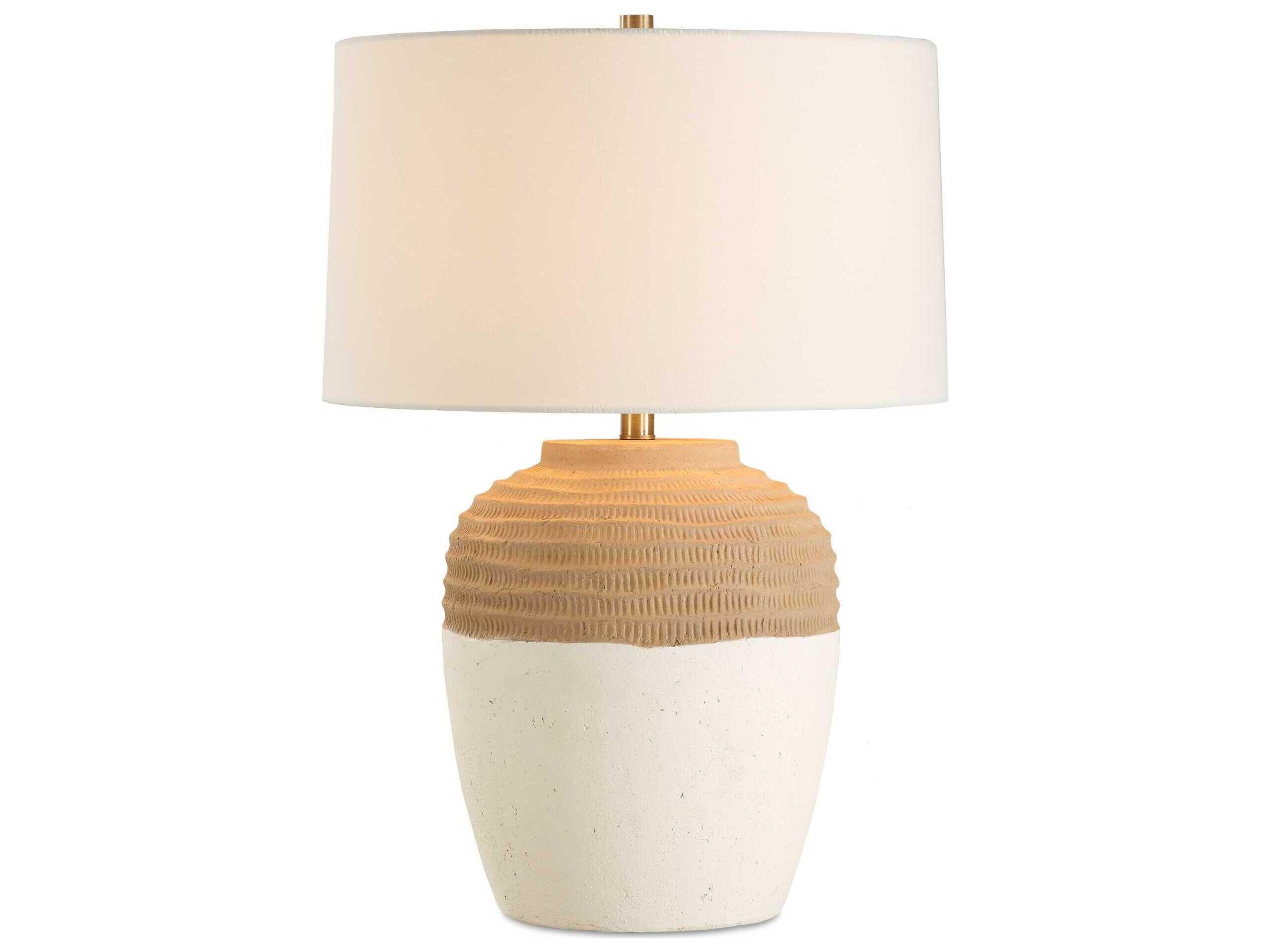 Bellaby Brown White Round Hardback Rolled Edge Buffet Lamp