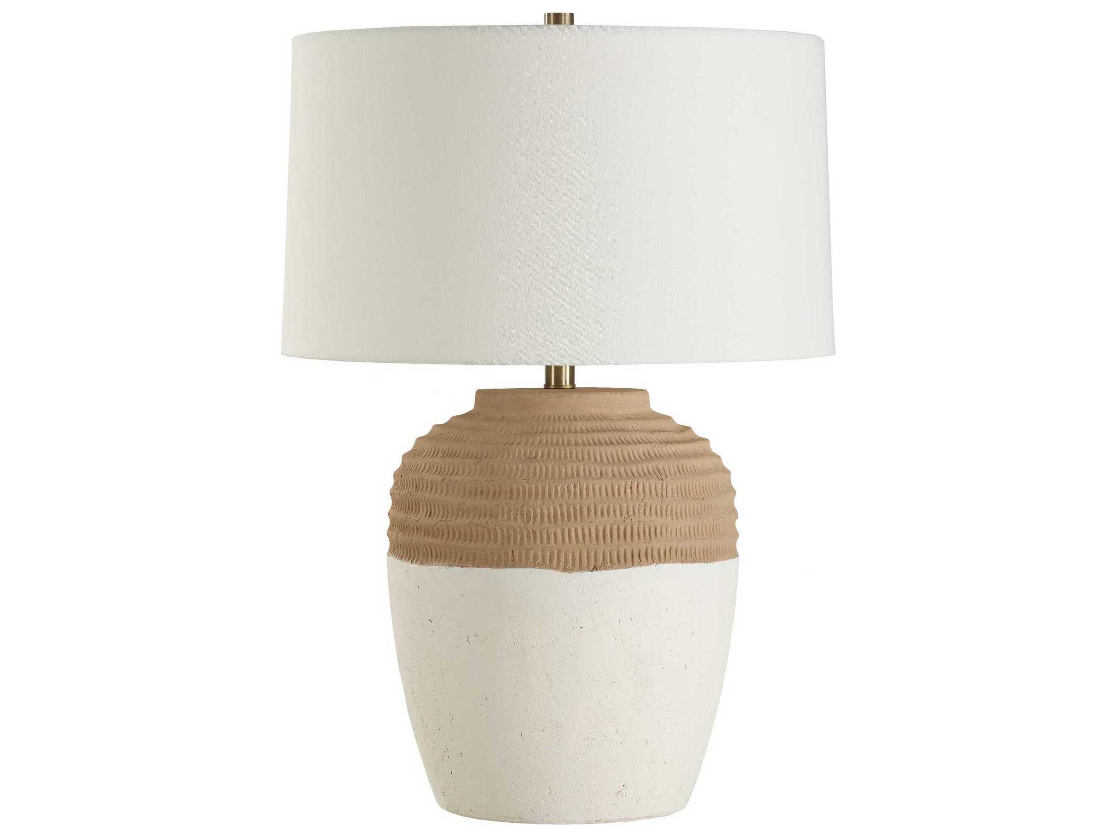 Uttermost Bellaby Brown White Round Hardback Rolled Edge Buffet Lamp