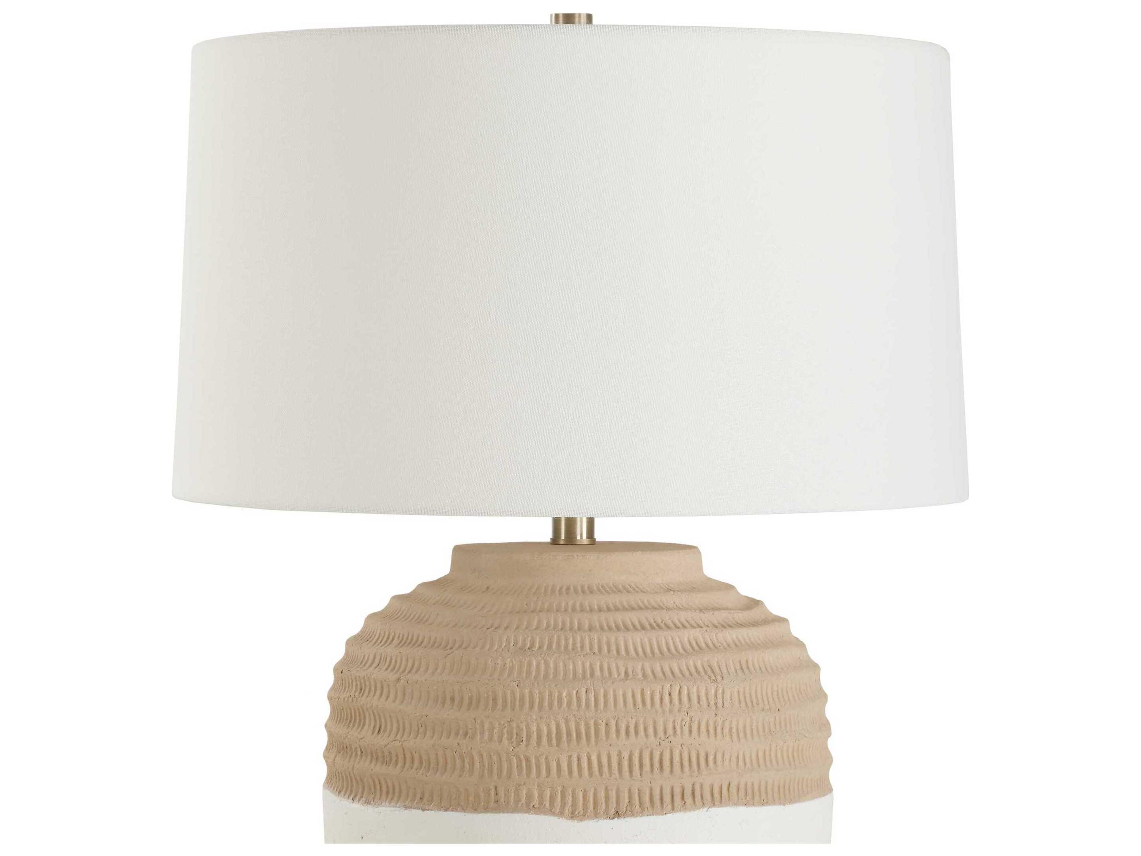Uttermost Bellaby Brown White Round Hardback Rolled Edge Buffet Lamp