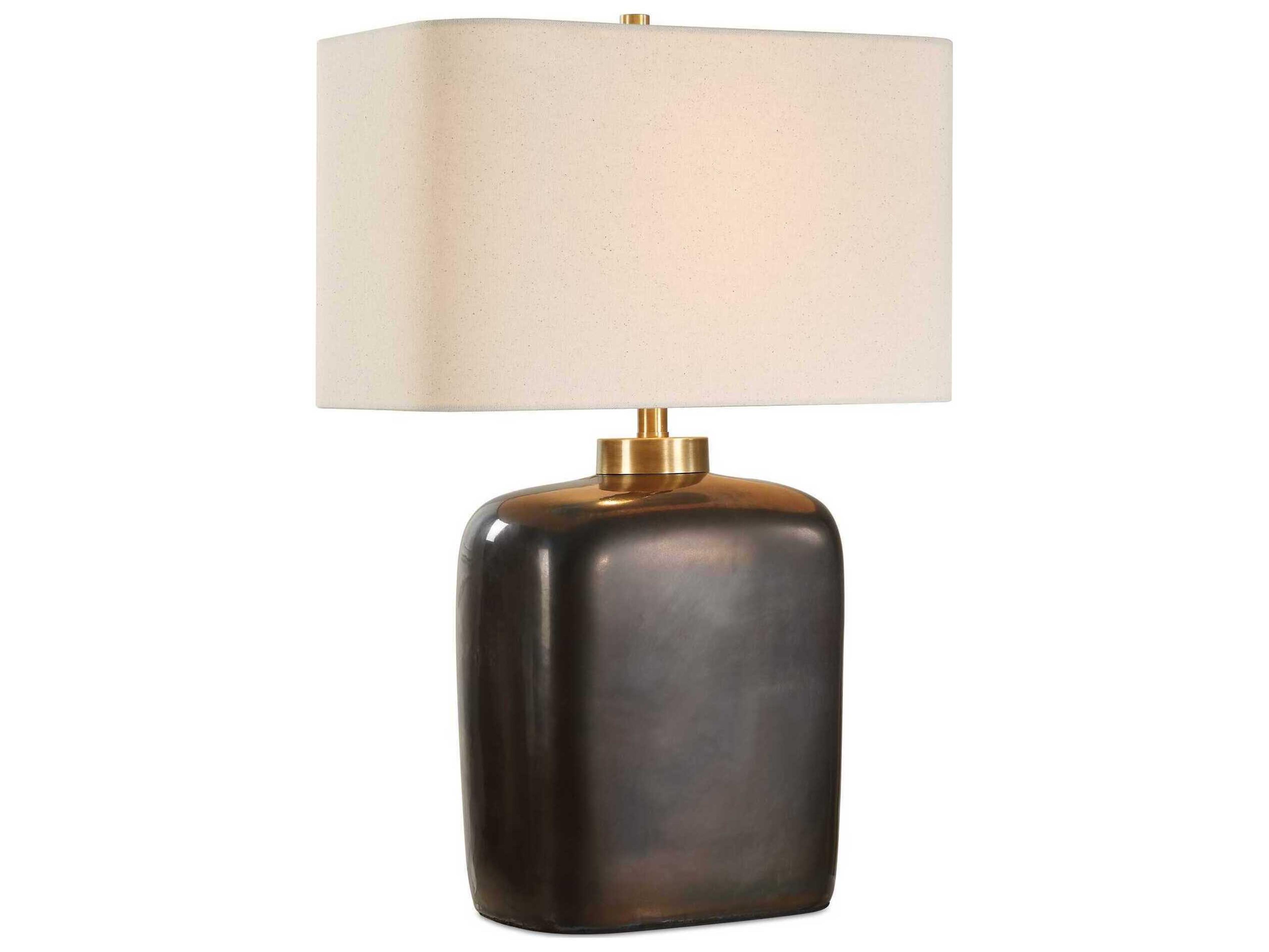 Quentin Dark Bronze Rectangle Fabric Buffet Lamp