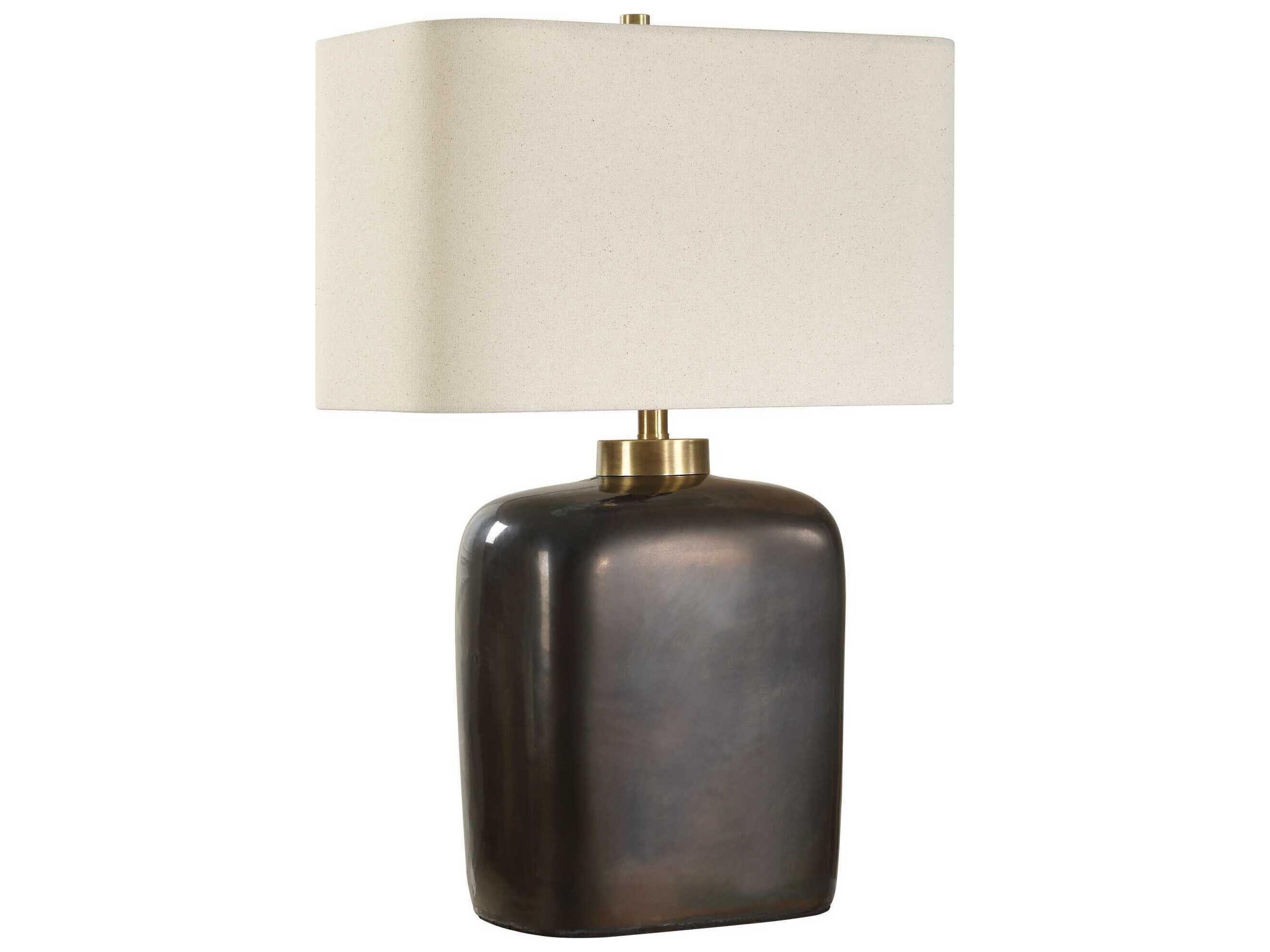 Uttermost Quentin Dark Bronze Rectangle Fabric Buffet Lamp