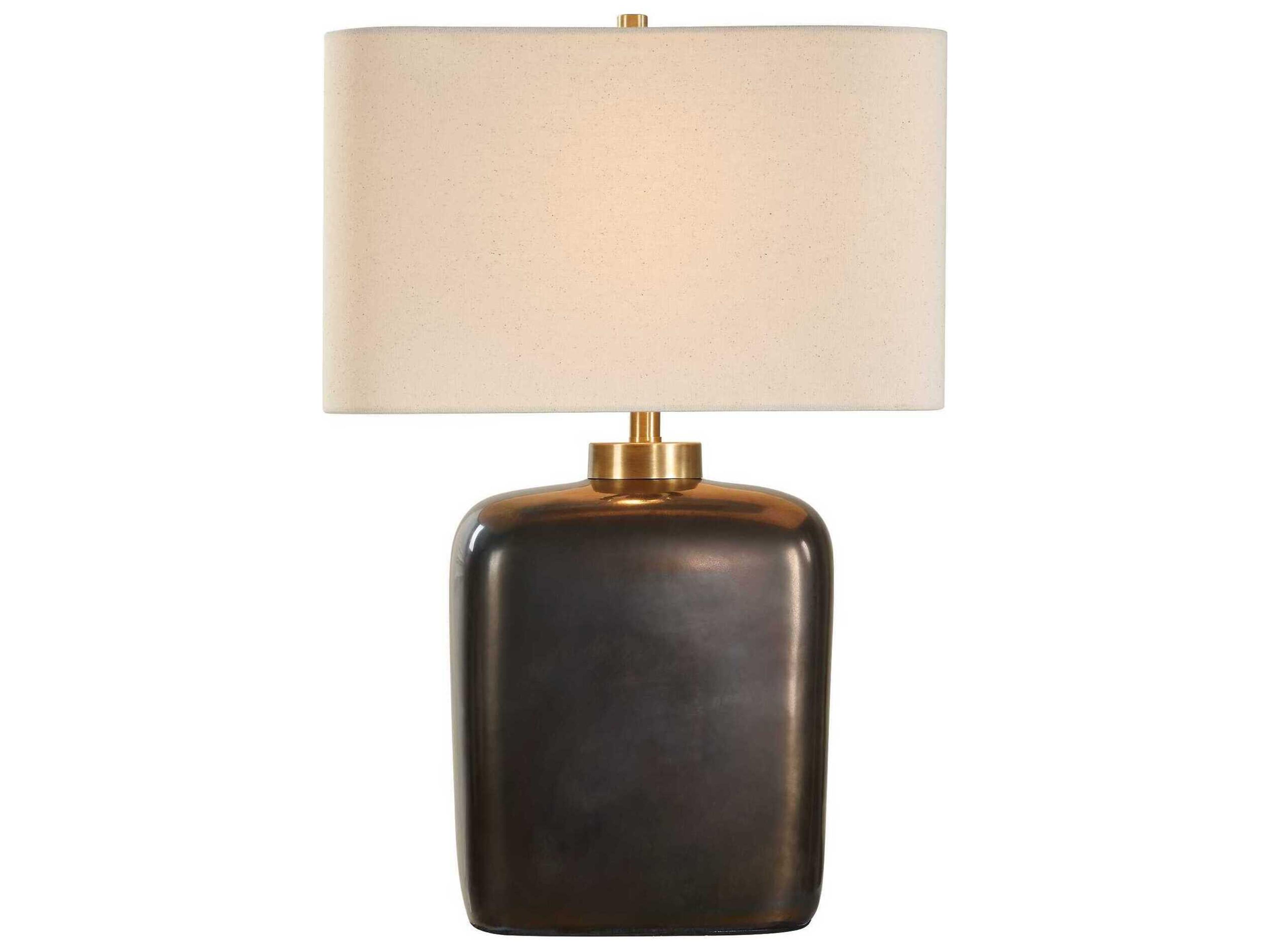 Uttermost Quentin Dark Bronze Rectangle Fabric Buffet Lamp