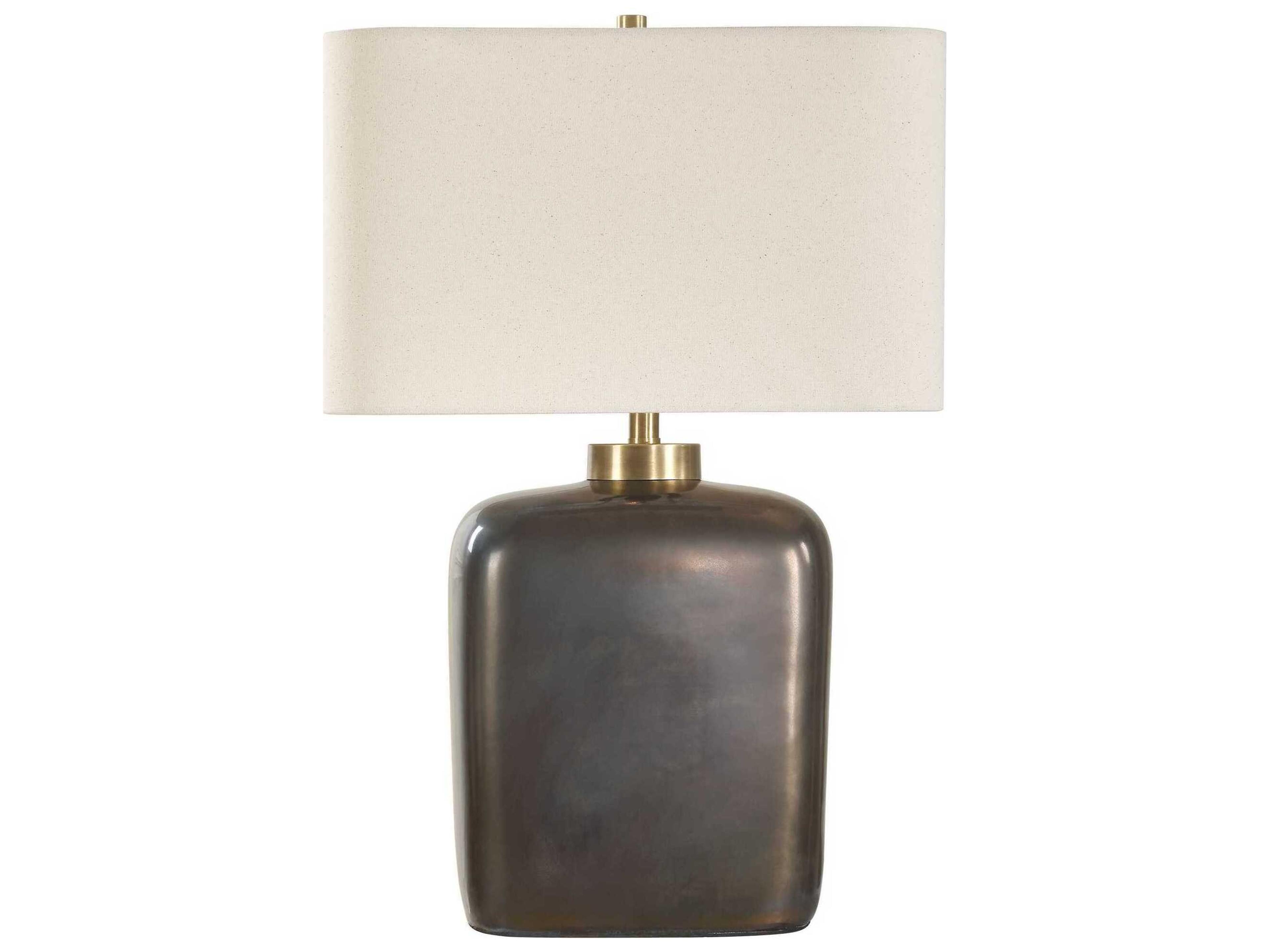 Uttermost Quentin Dark Bronze Rectangle Fabric Buffet Lamp