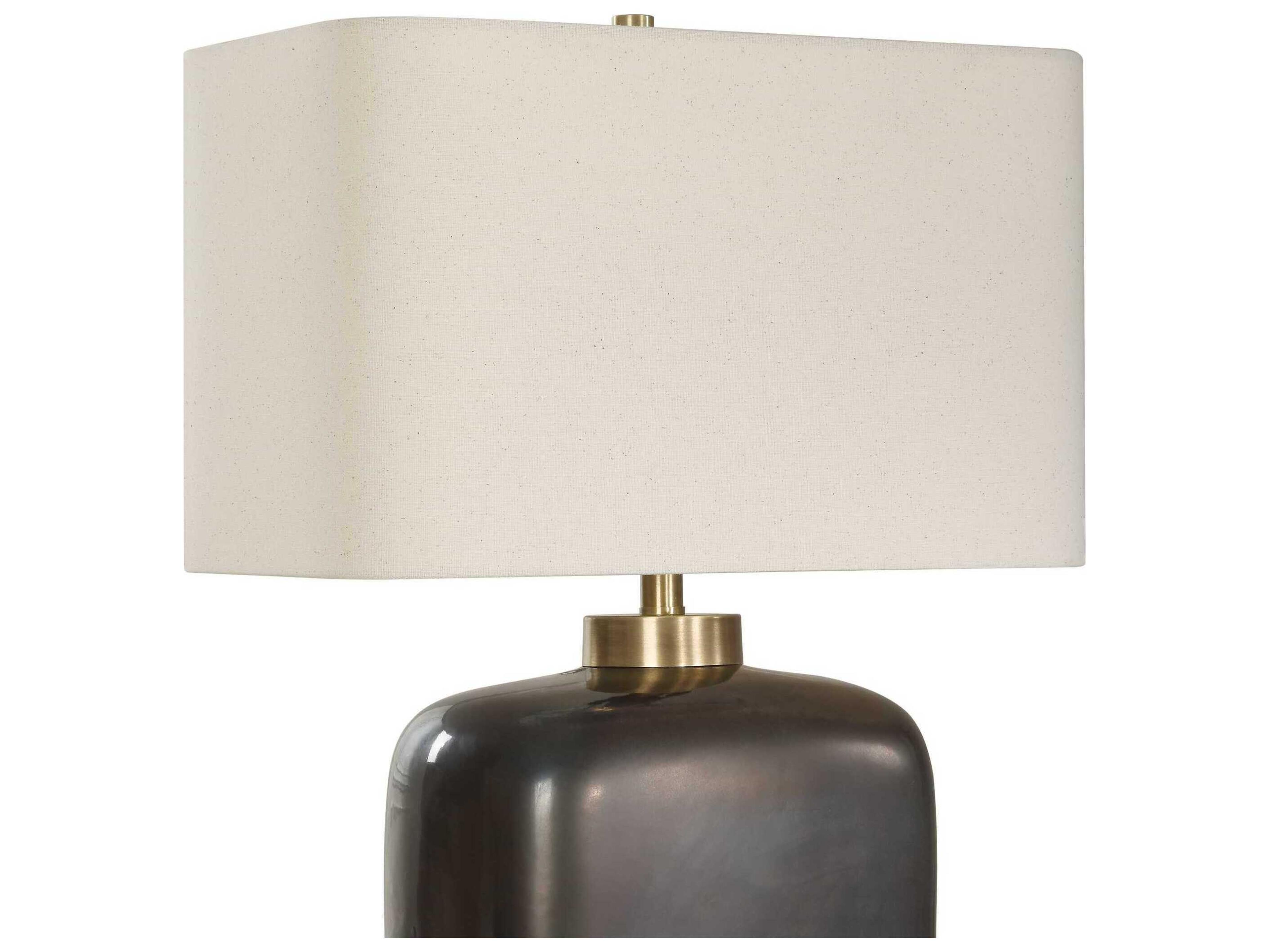 Uttermost Quentin Dark Bronze Rectangle Fabric Buffet Lamp