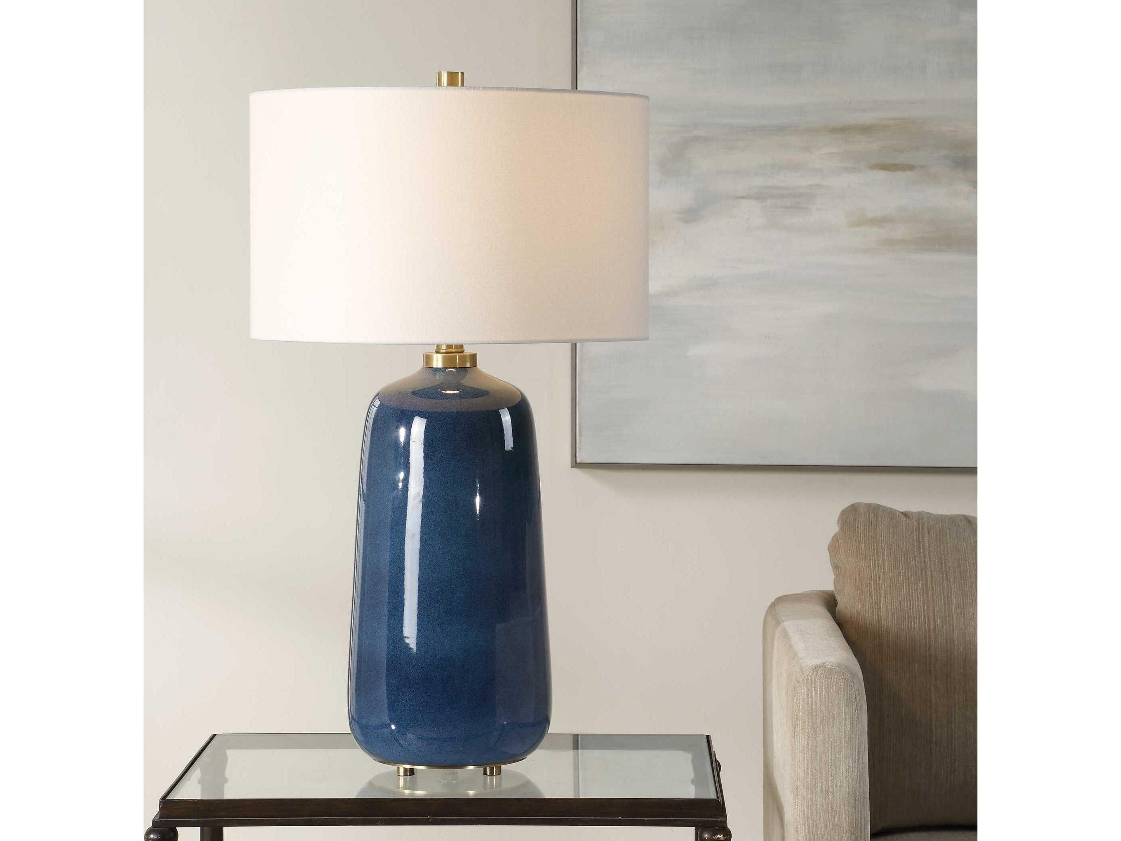 Uttermost Brae Deep Blue Drum Hardback Buffet Lamp