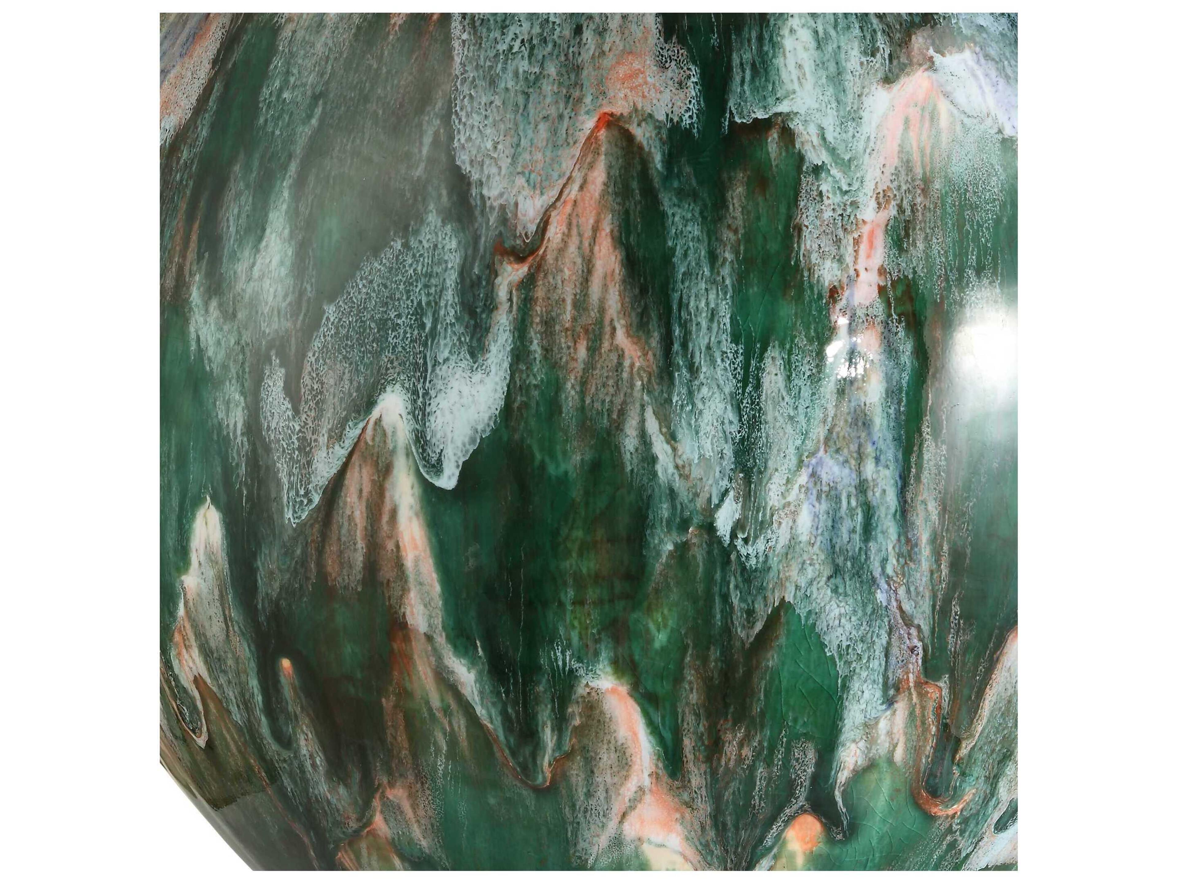 Uttermost Mihaela Blue Dark Green Round Drum Hardback Buffet Lamp