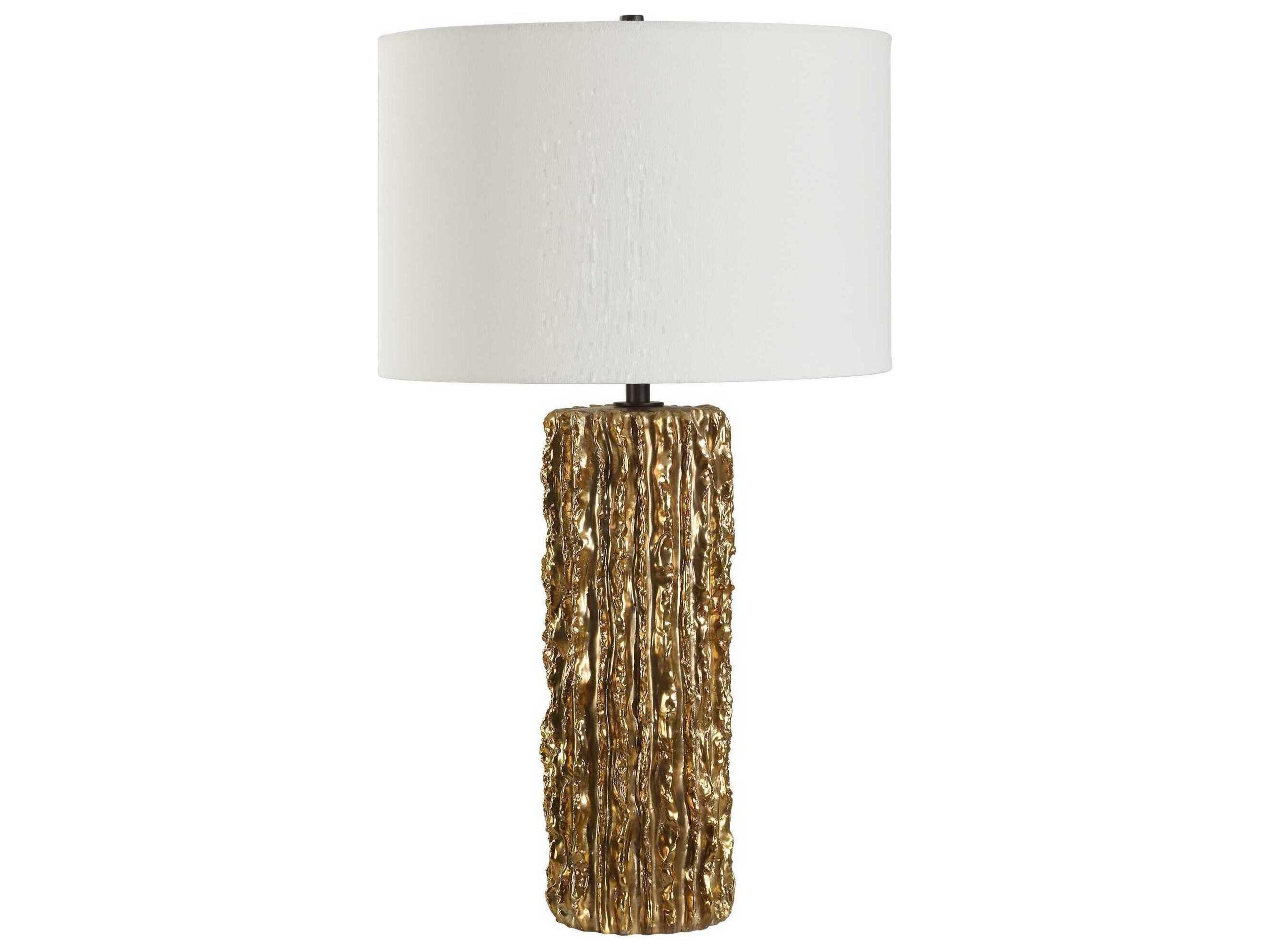 Uttermost Echo Metallic Gold Round Drum Hardback Buffet Lamp