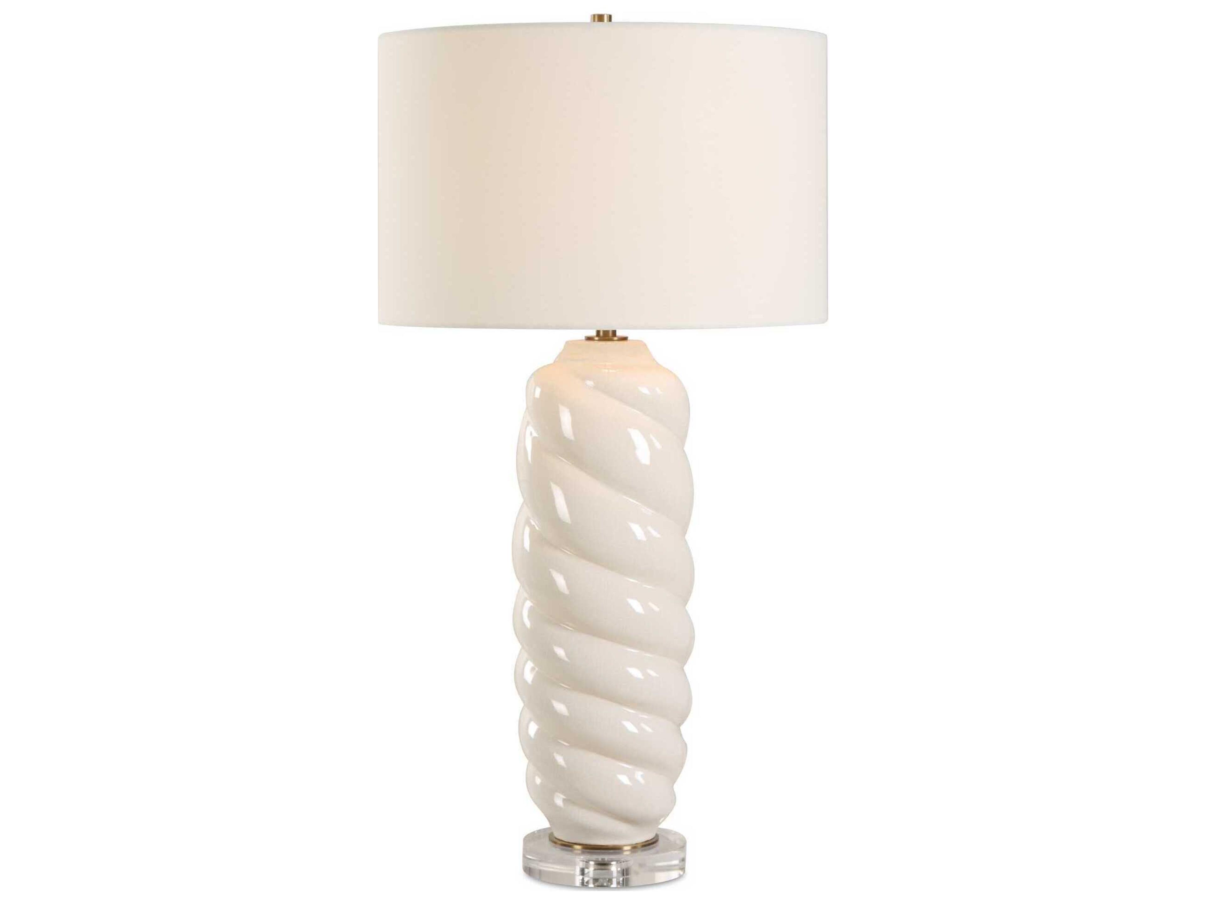 Uttermost Anneli White Round Drum Hardback Buffet Lamp