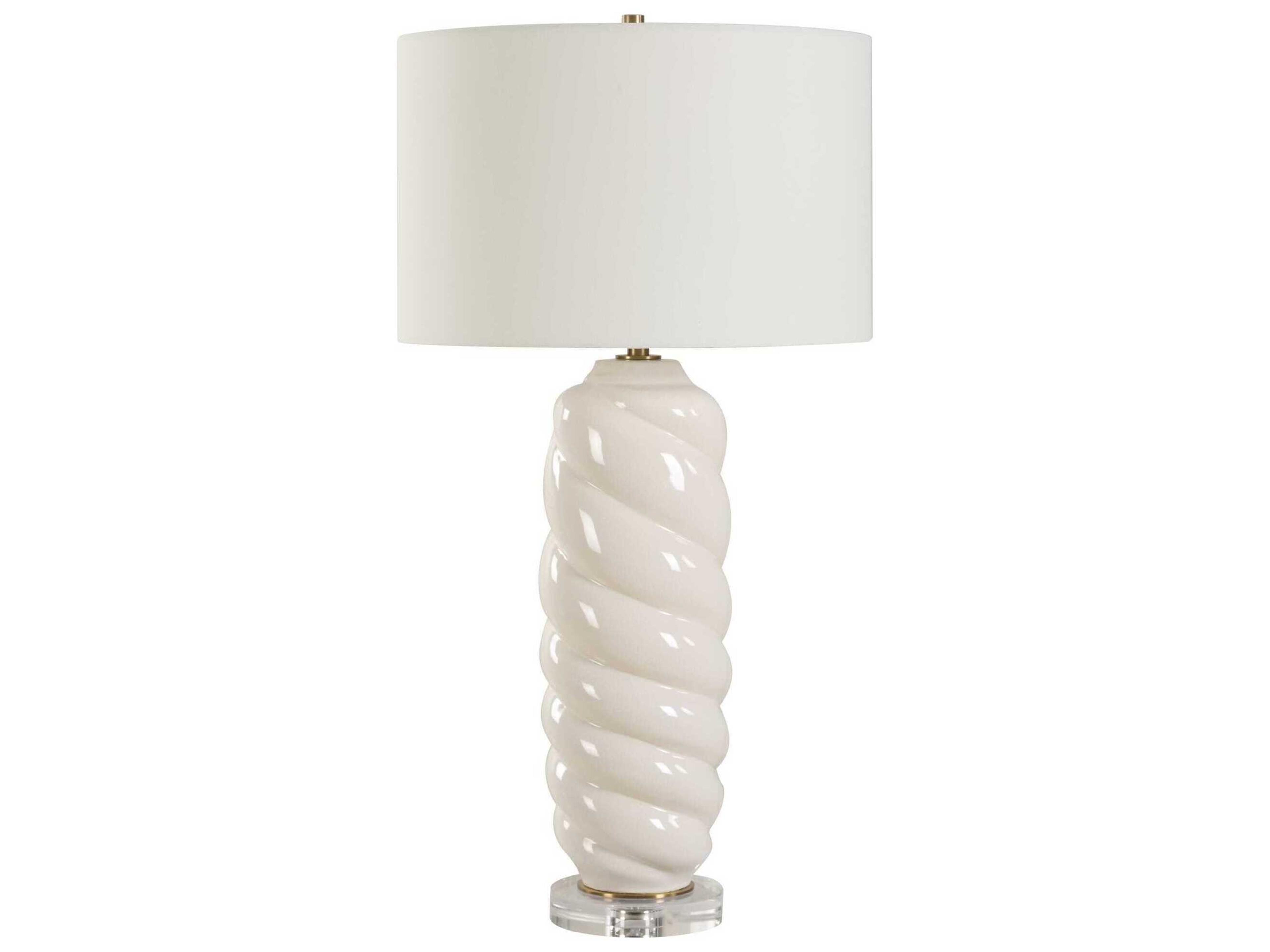 Uttermost Anneli White Round Drum Hardback Buffet Lamp