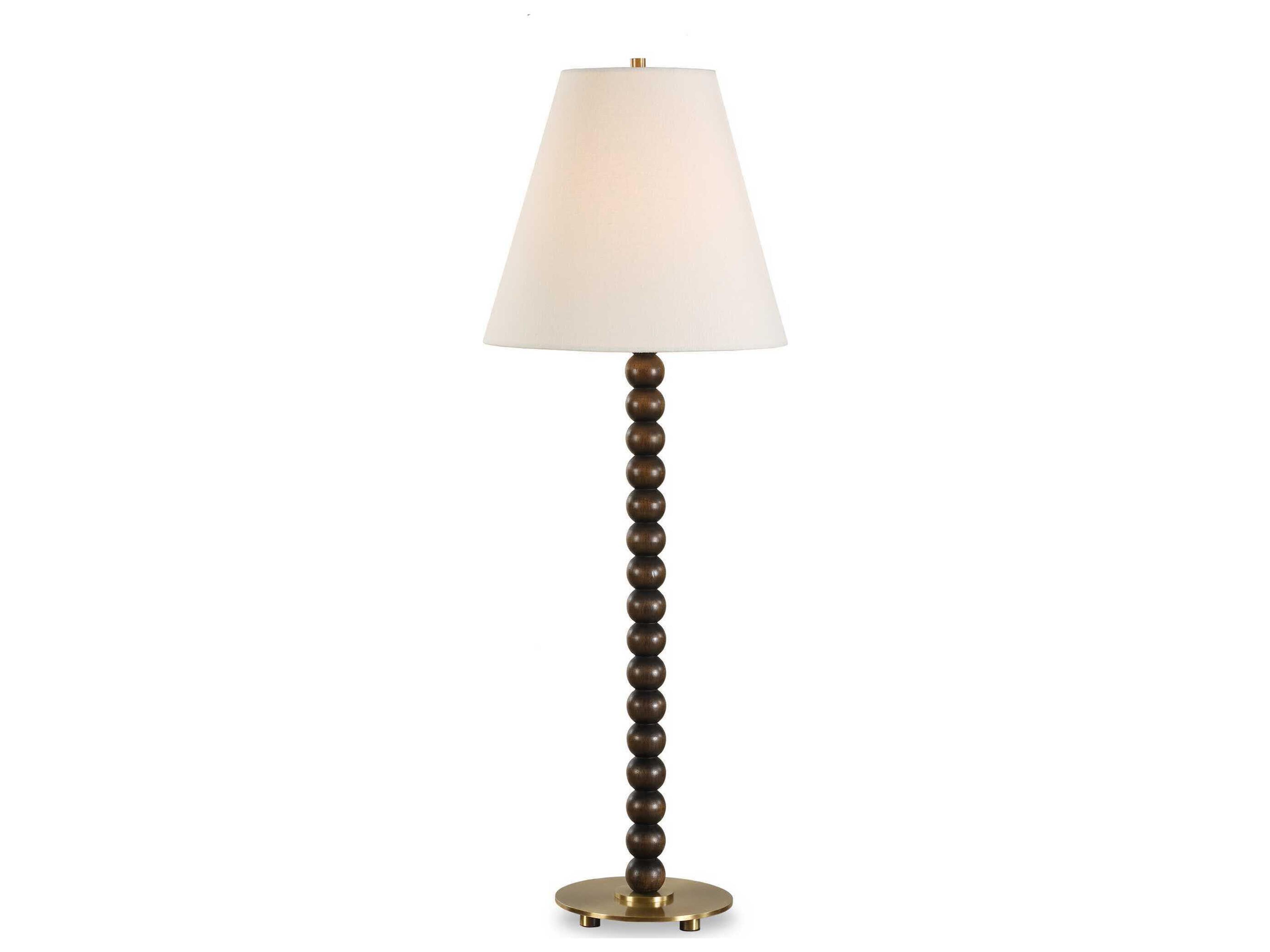 Gallus Dark Walnut Round Hardback Brown Buffet Lamp