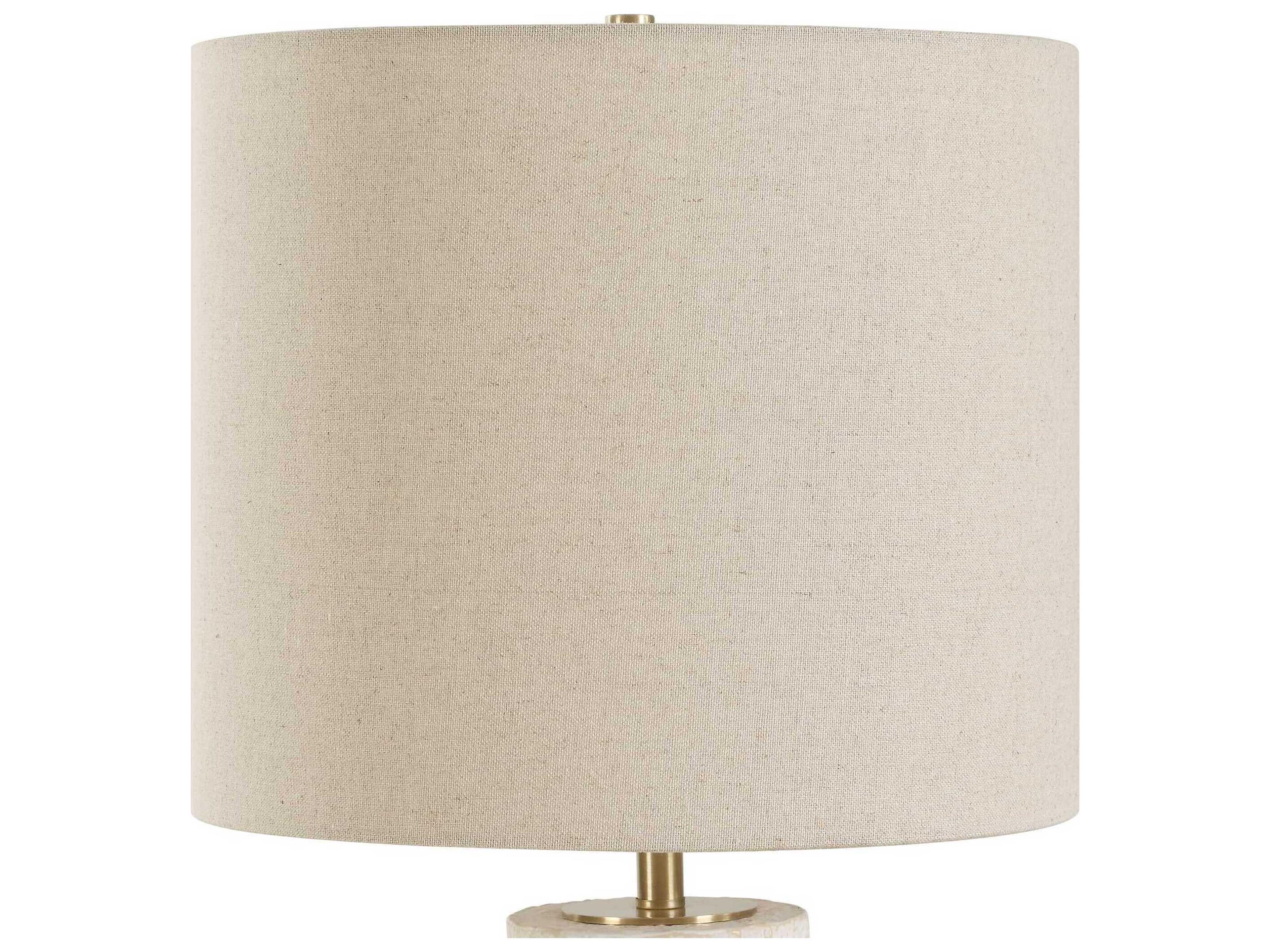 Uttermost Doreyn Aged Ivory Round Drum Hardback Off White Buffet Lamp
