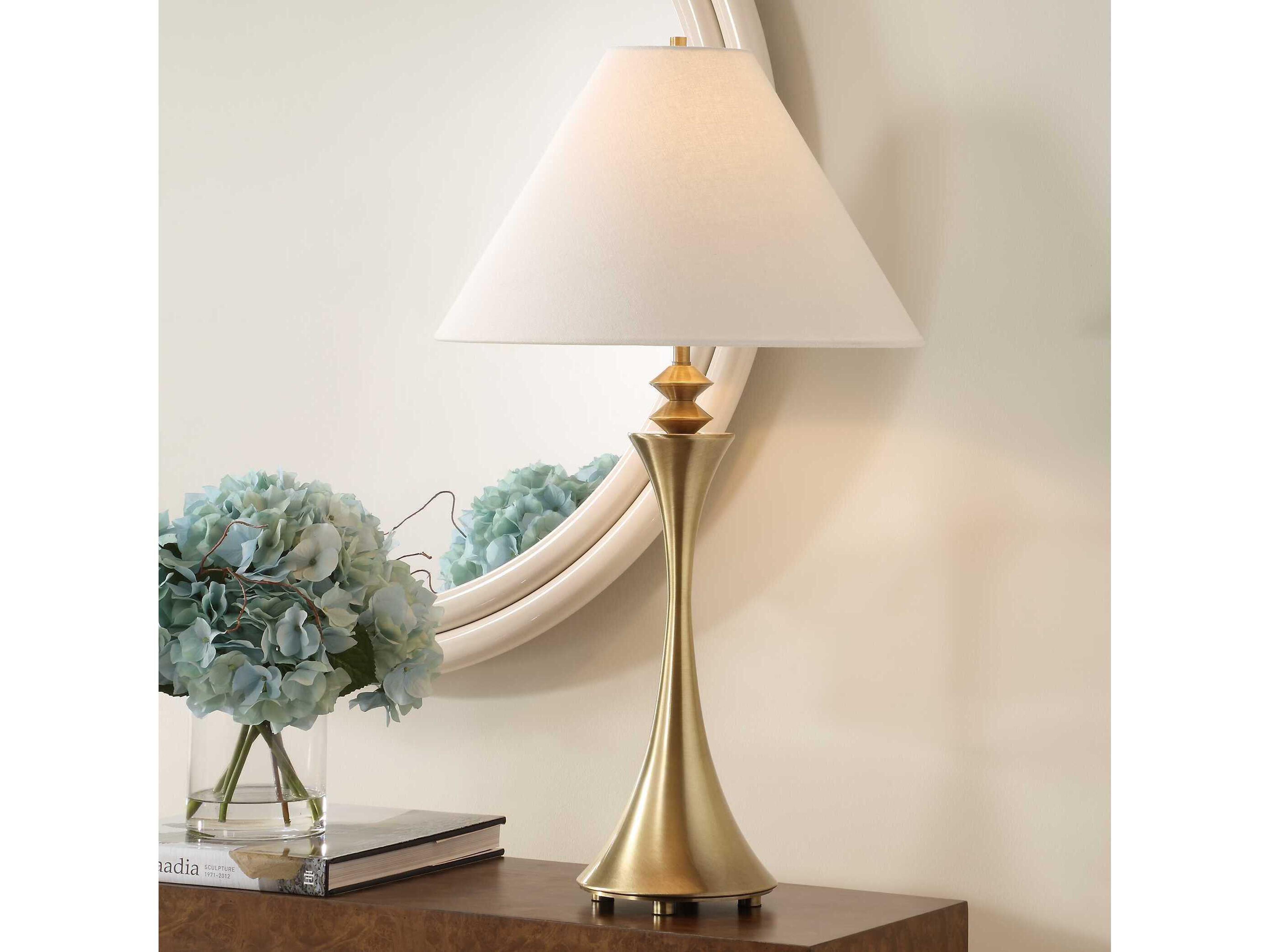 Uttermost Shaefer Brass Round Hardback Gold Buffet Lamp