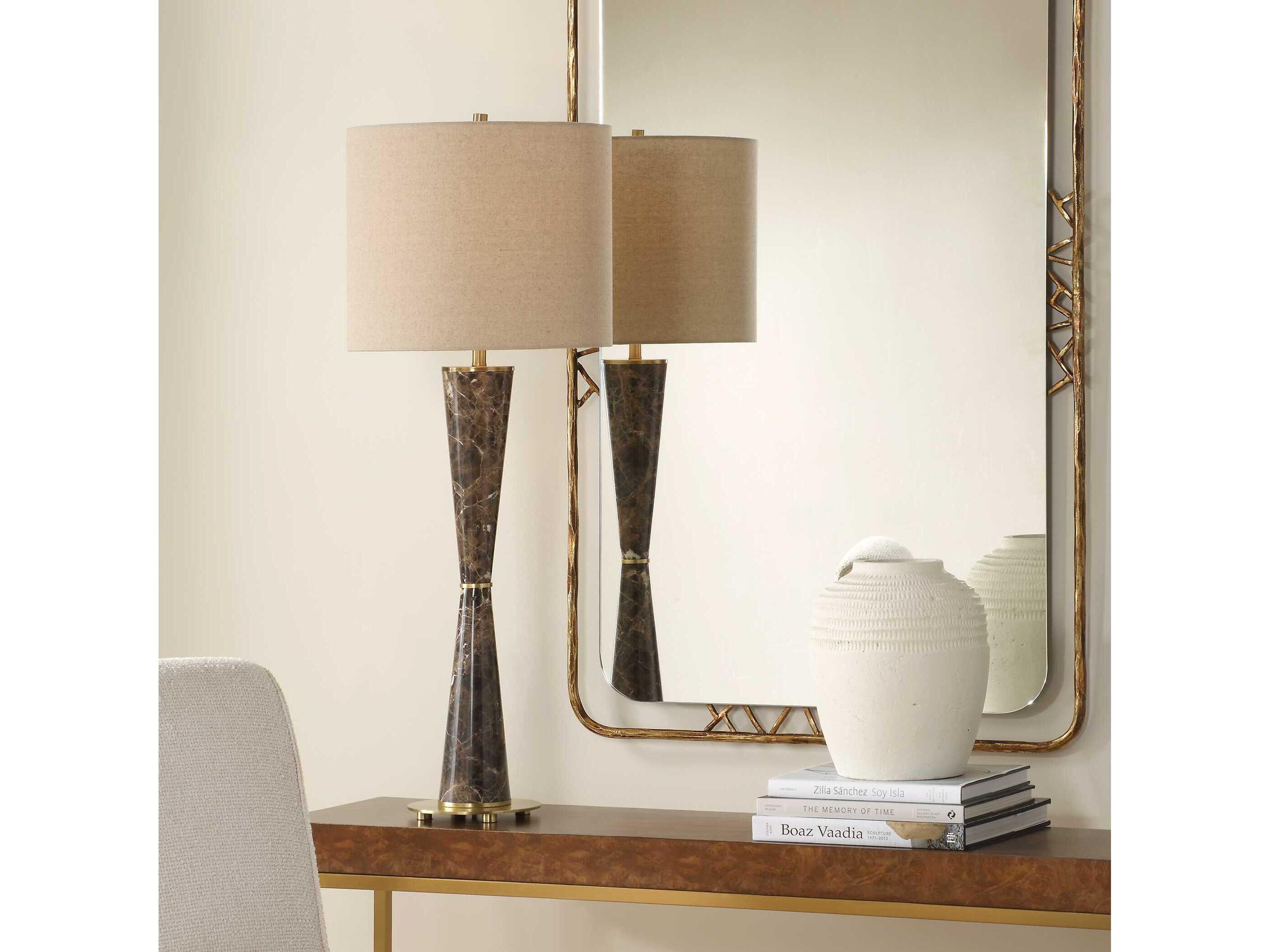 Uttermost Jameson Chocolate Brown Round Drum Hardback Buffet Lamp