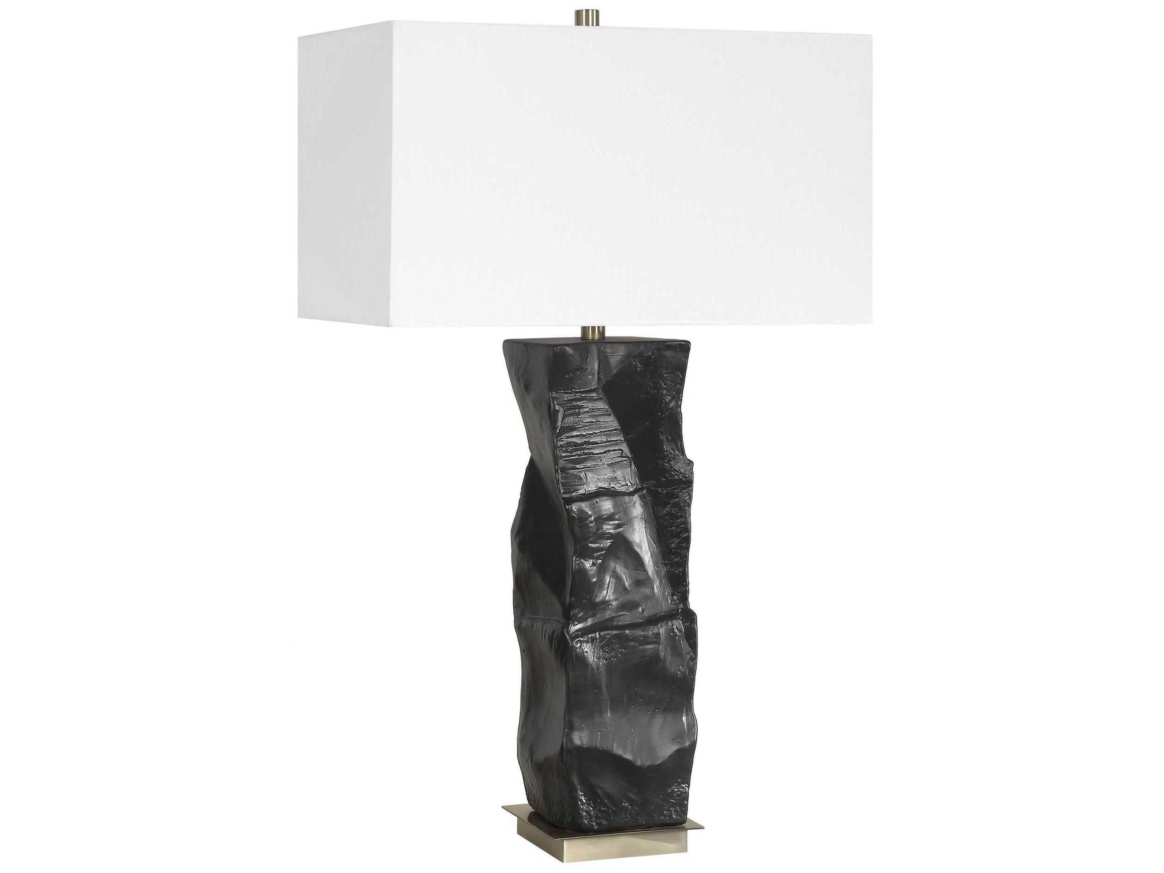 Uttermost Altaria Satin Black Rectangle Hardback Buffet Lamp