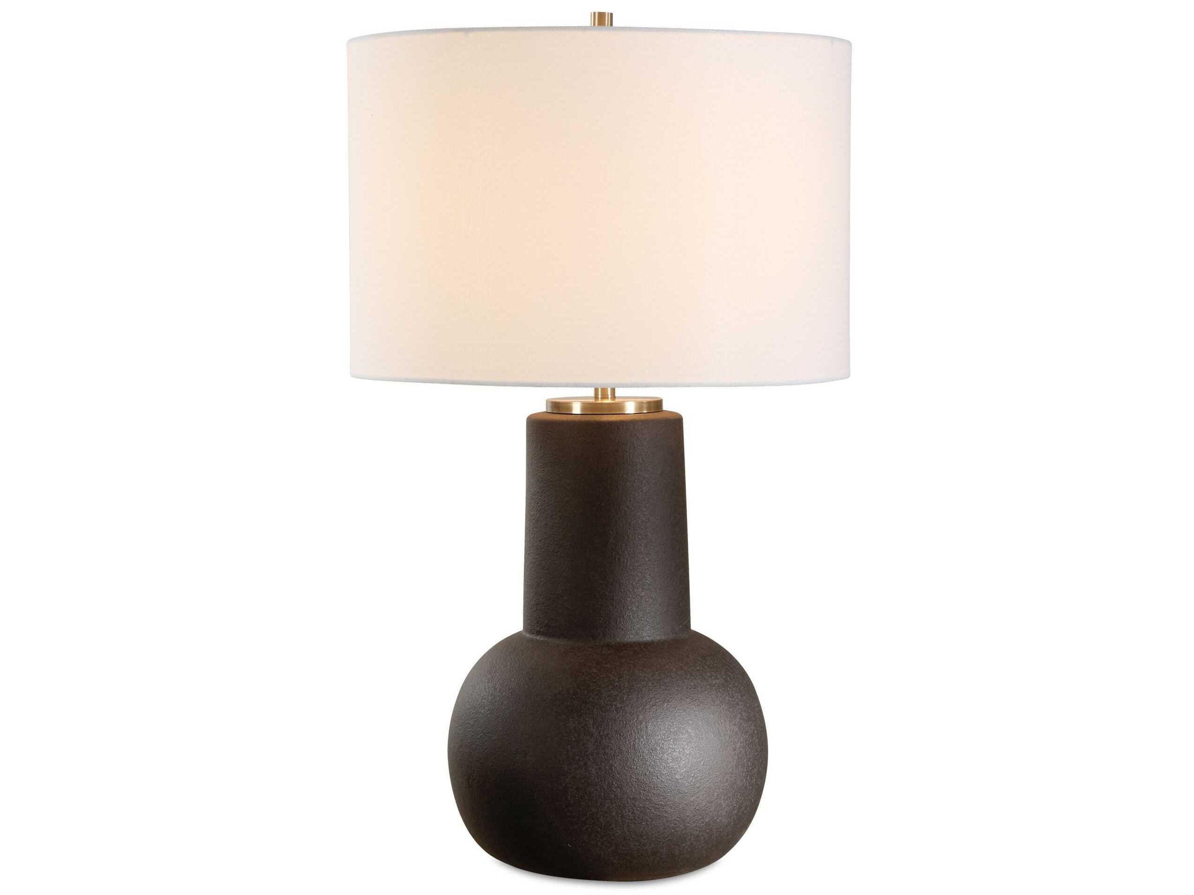 Robson Rustic Bronze Round Drum Hardback Black Buffet Lamp