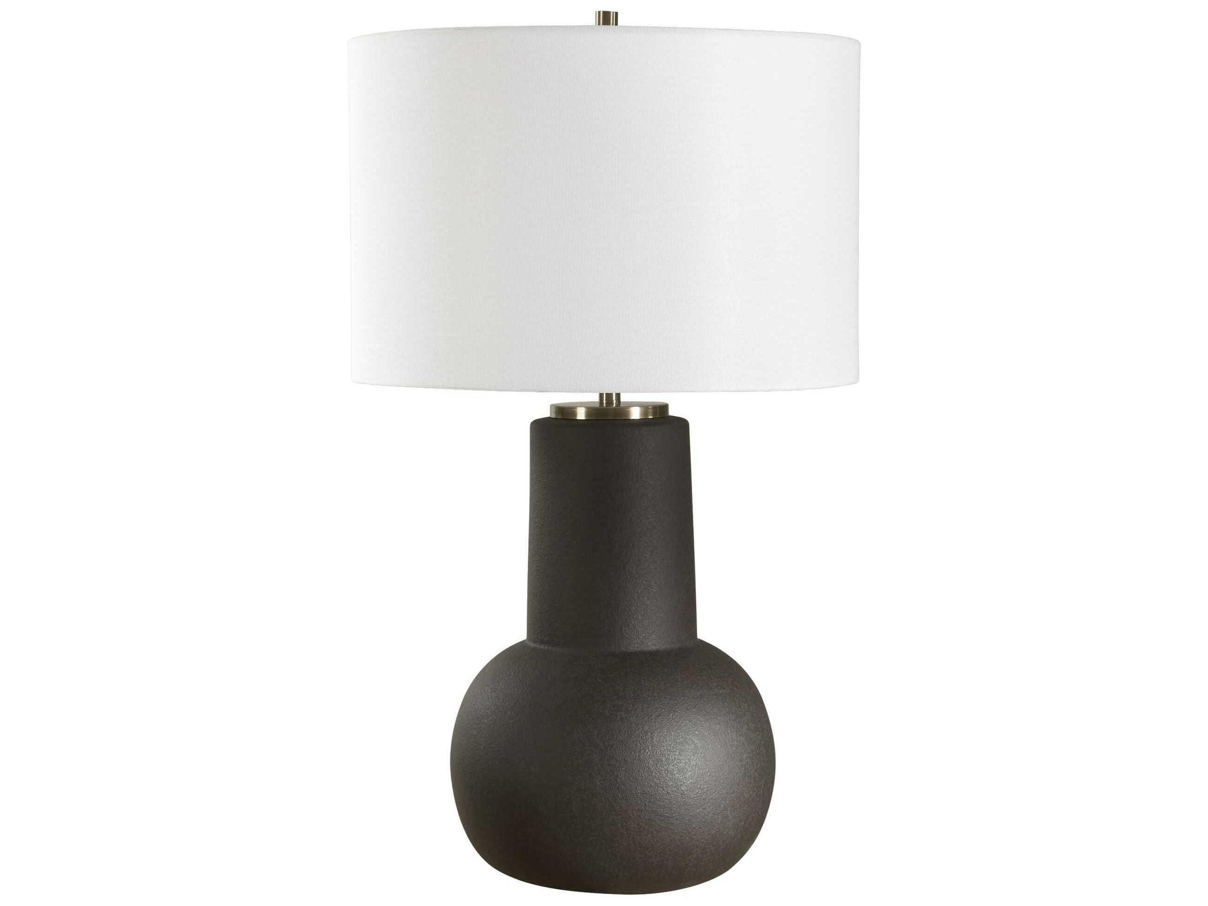 Uttermost Robson Rustic Bronze Round Drum Hardback Black Buffet Lamp