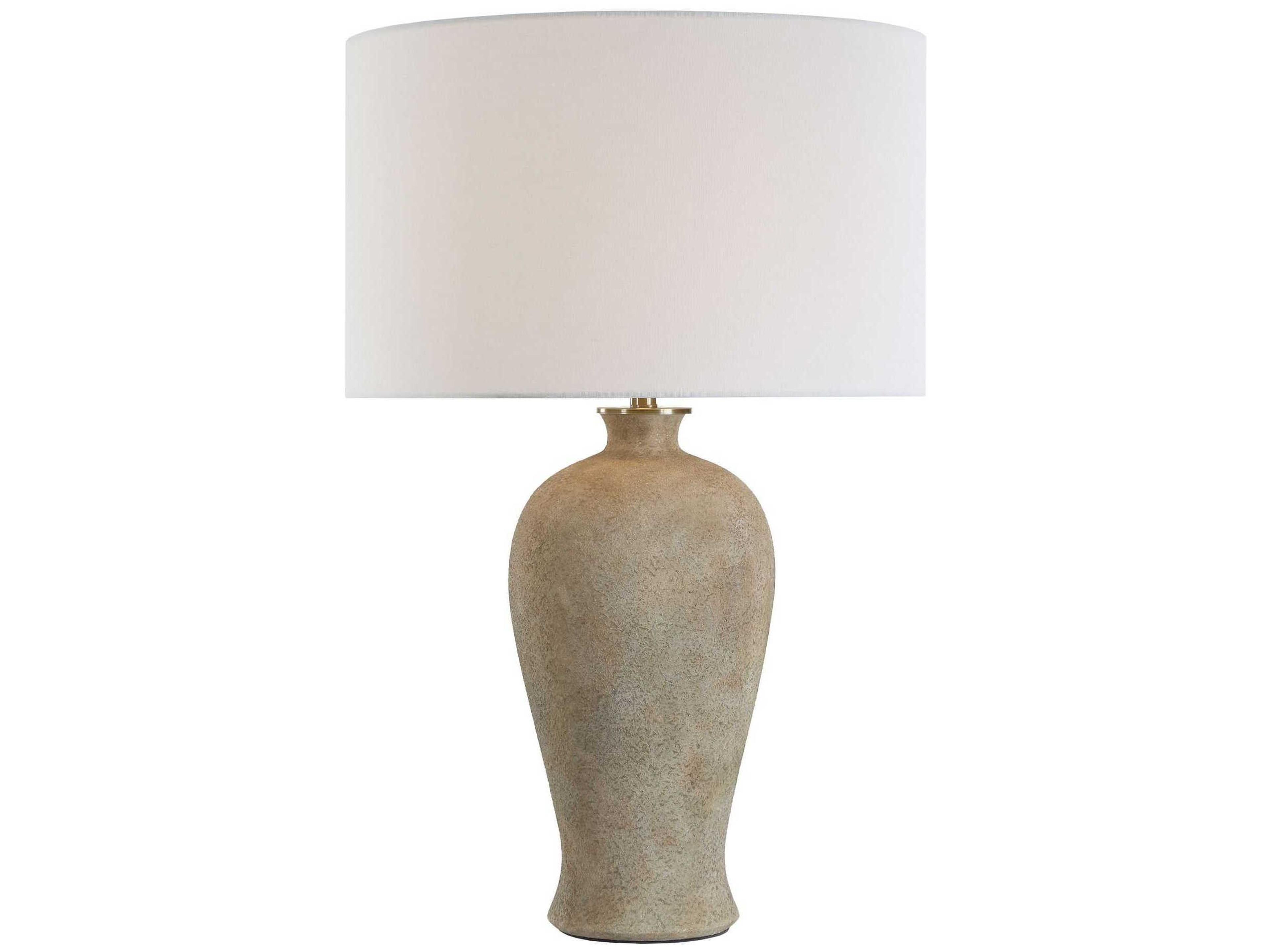 Torres Neutral Round Drum Hardback Brown Buffet Lamp