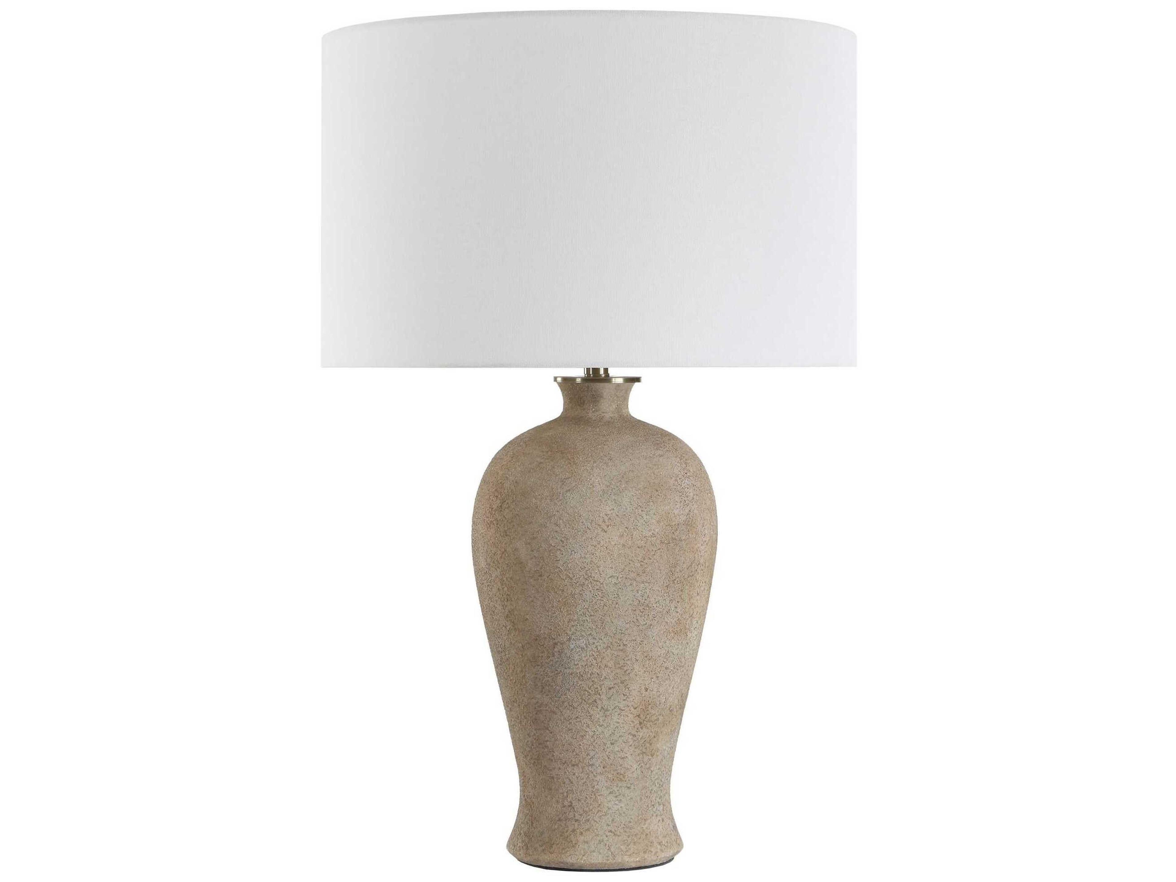 Uttermost Torres Neutral Round Drum Hardback Brown Buffet Lamp