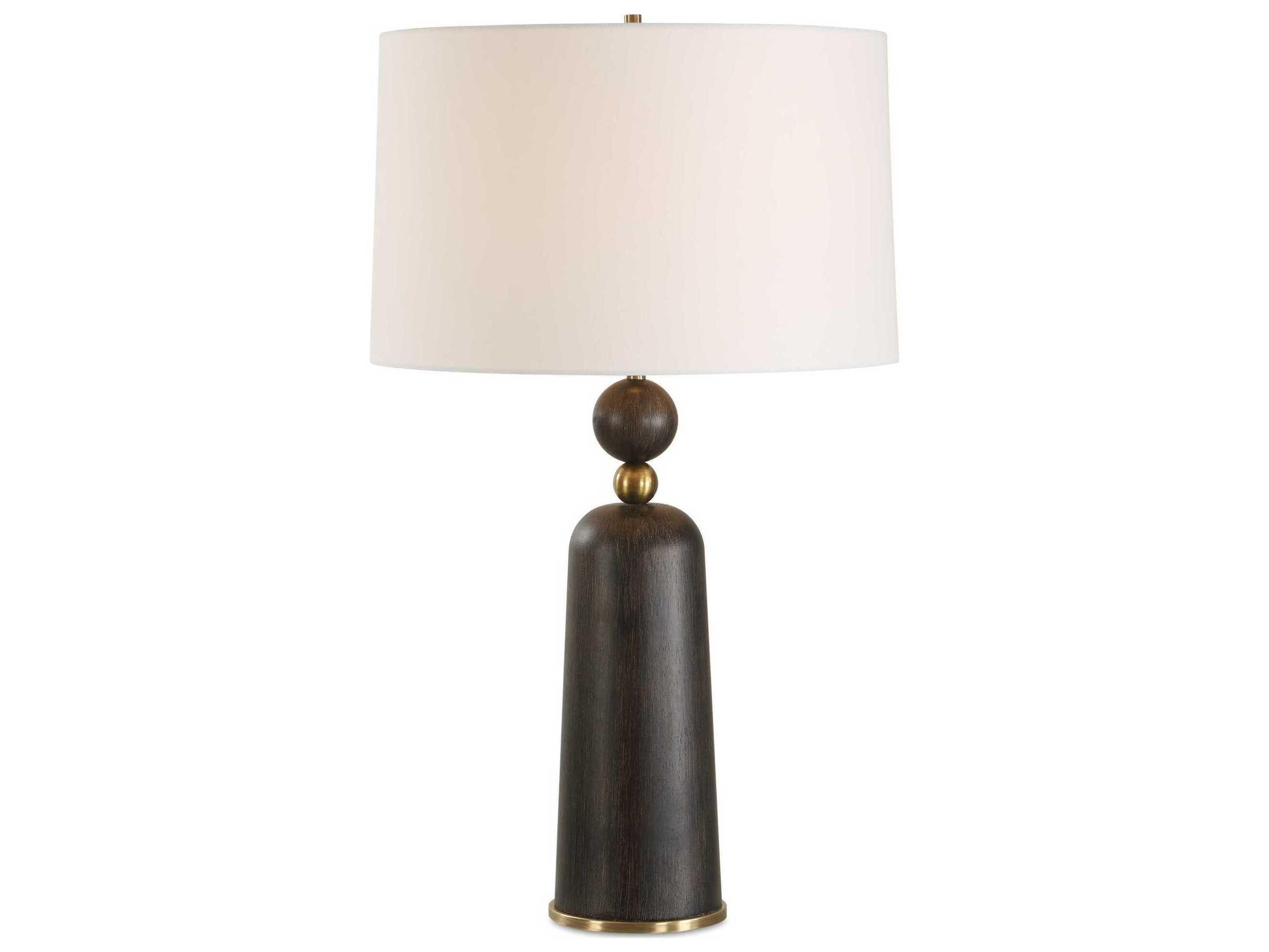 Uttermost McQuinn Dark Walnut Round Hardback Brown Buffet Lamp