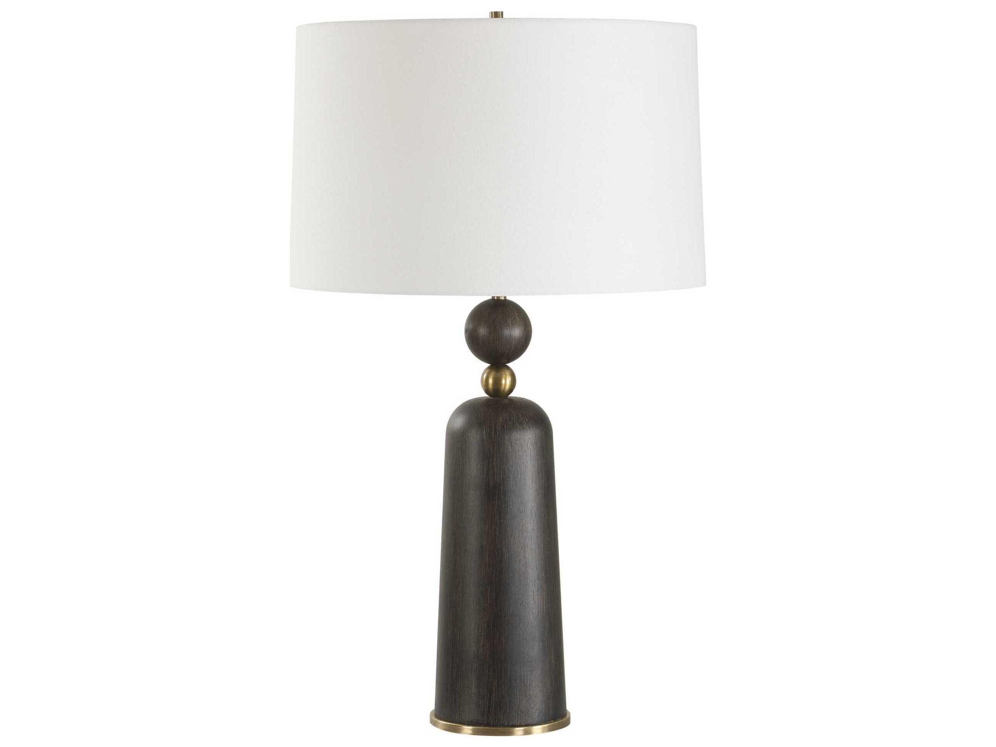 Uttermost McQuinn Dark Walnut Round Hardback Brown Buffet Lamp