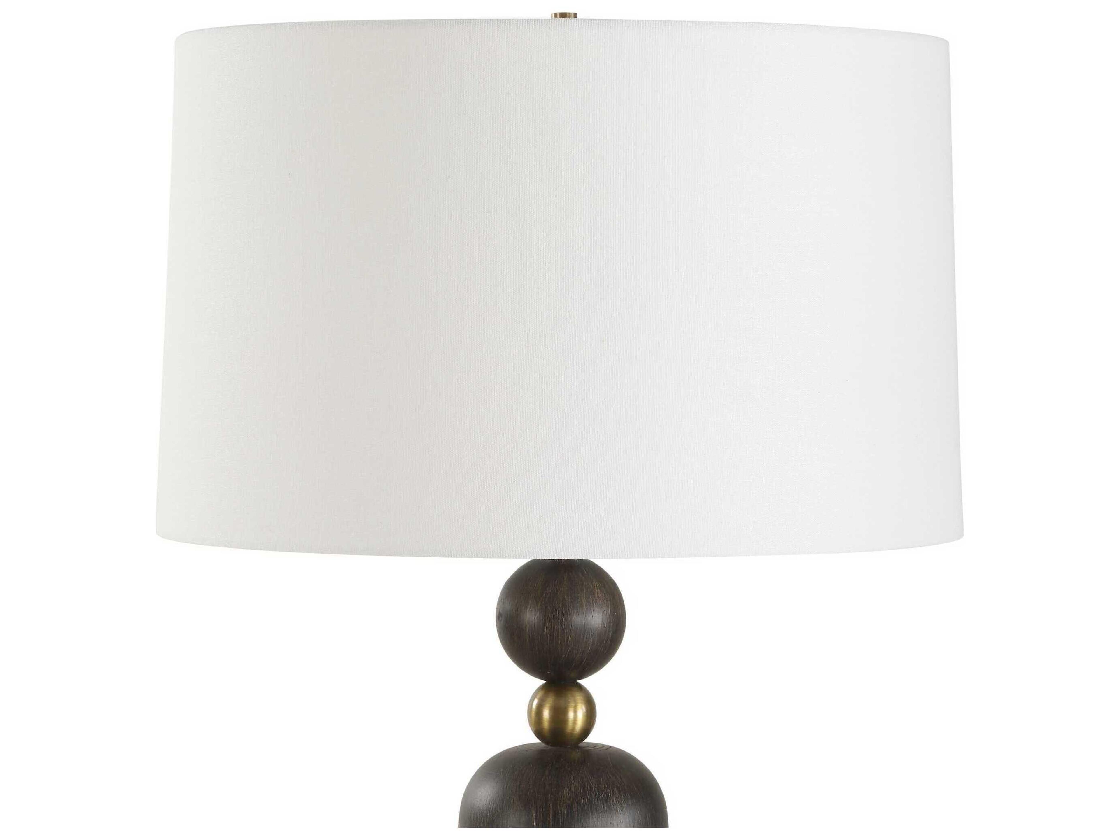 Uttermost McQuinn Dark Walnut Round Hardback Brown Buffet Lamp