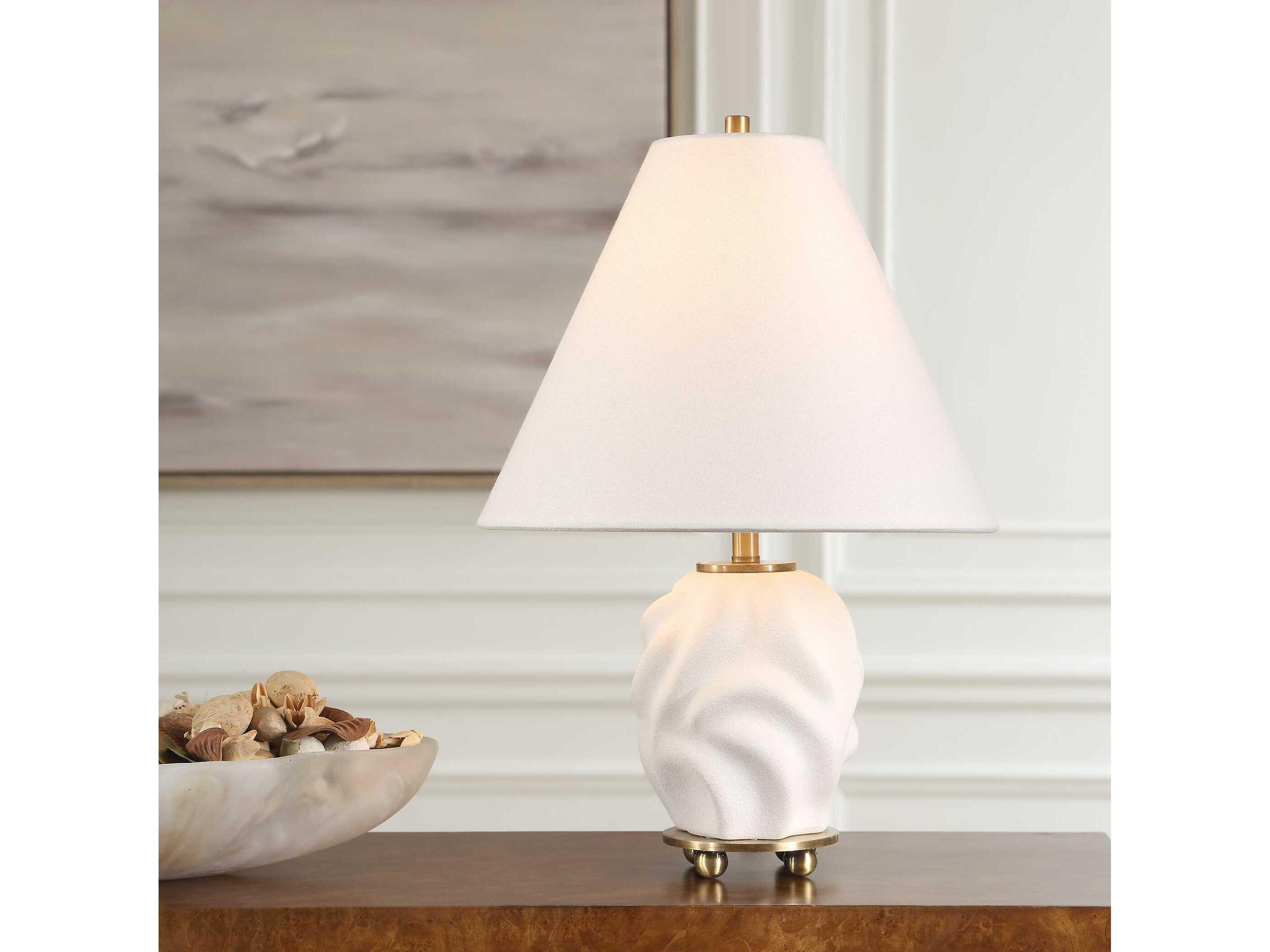 Uttermost Bora Matte White Taper Hardback Table Lamp