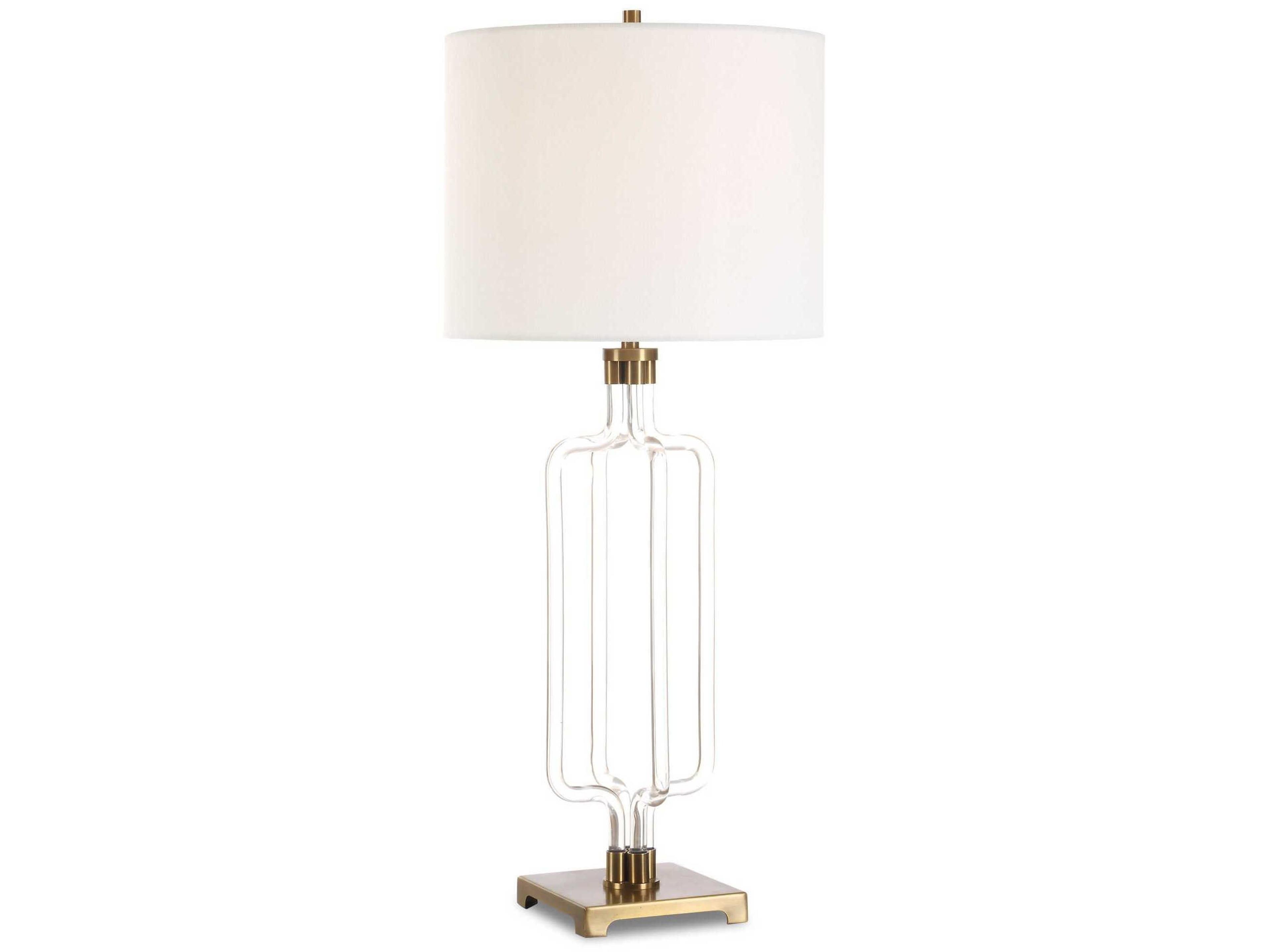 Outline Clear Round Drum Hardback White Buffet Lamp