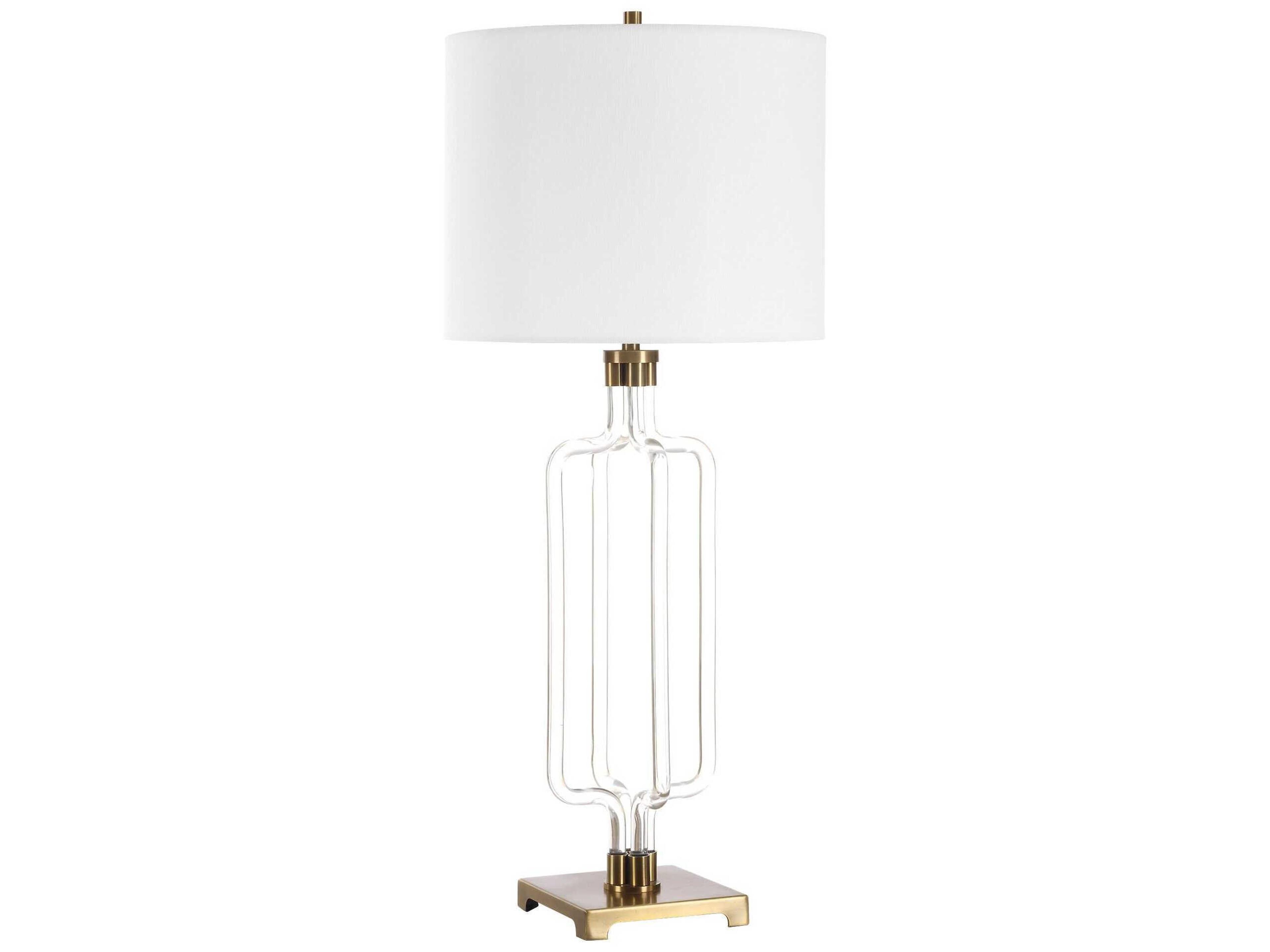 Uttermost Outline Clear Round Drum Hardback White Buffet Lamp