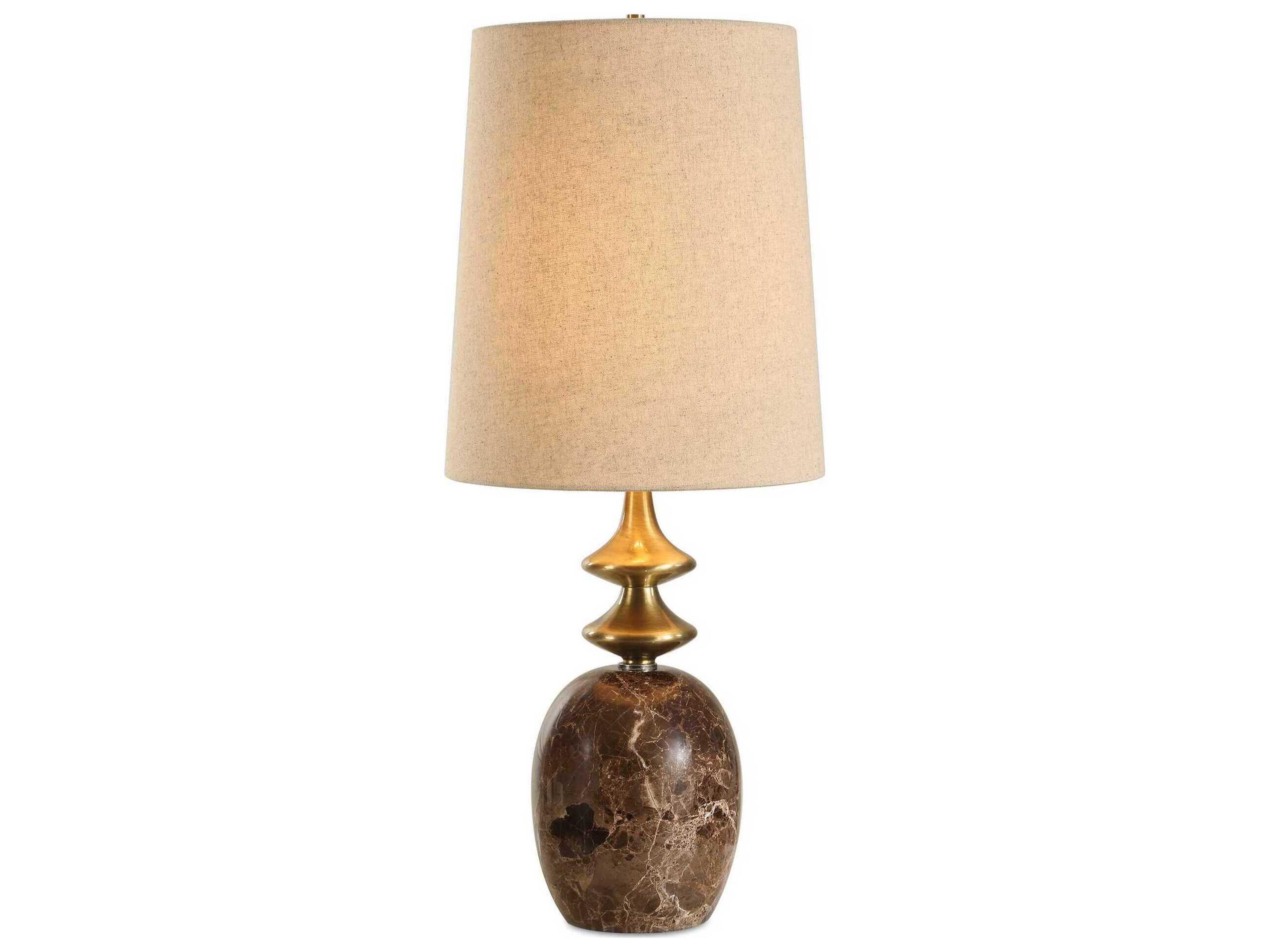 Percy Brass Brown Tapered Round Hardback Buffet Lamp