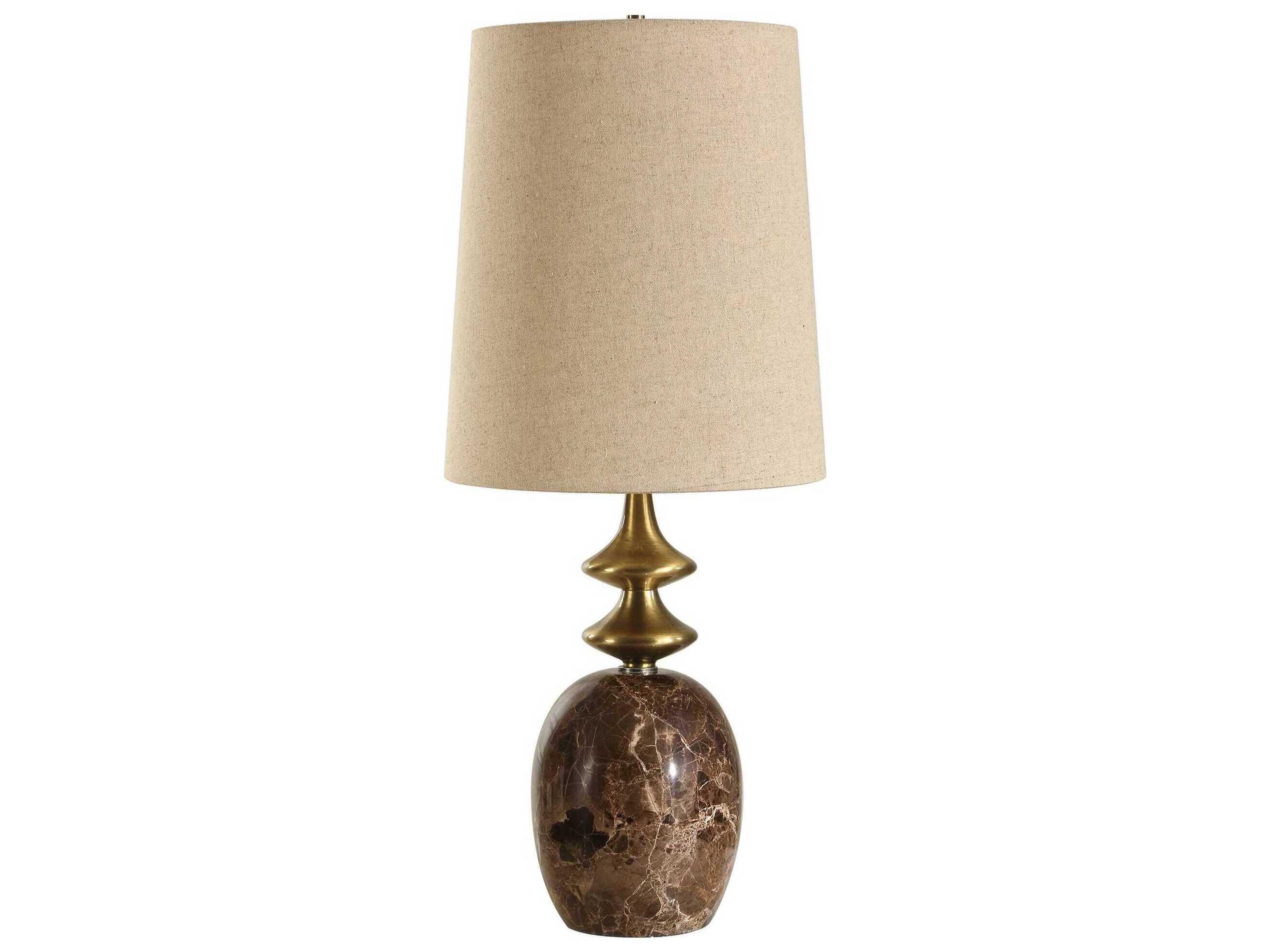 Uttermost Percy Brass Brown Tapered Round Hardback Buffet Lamp