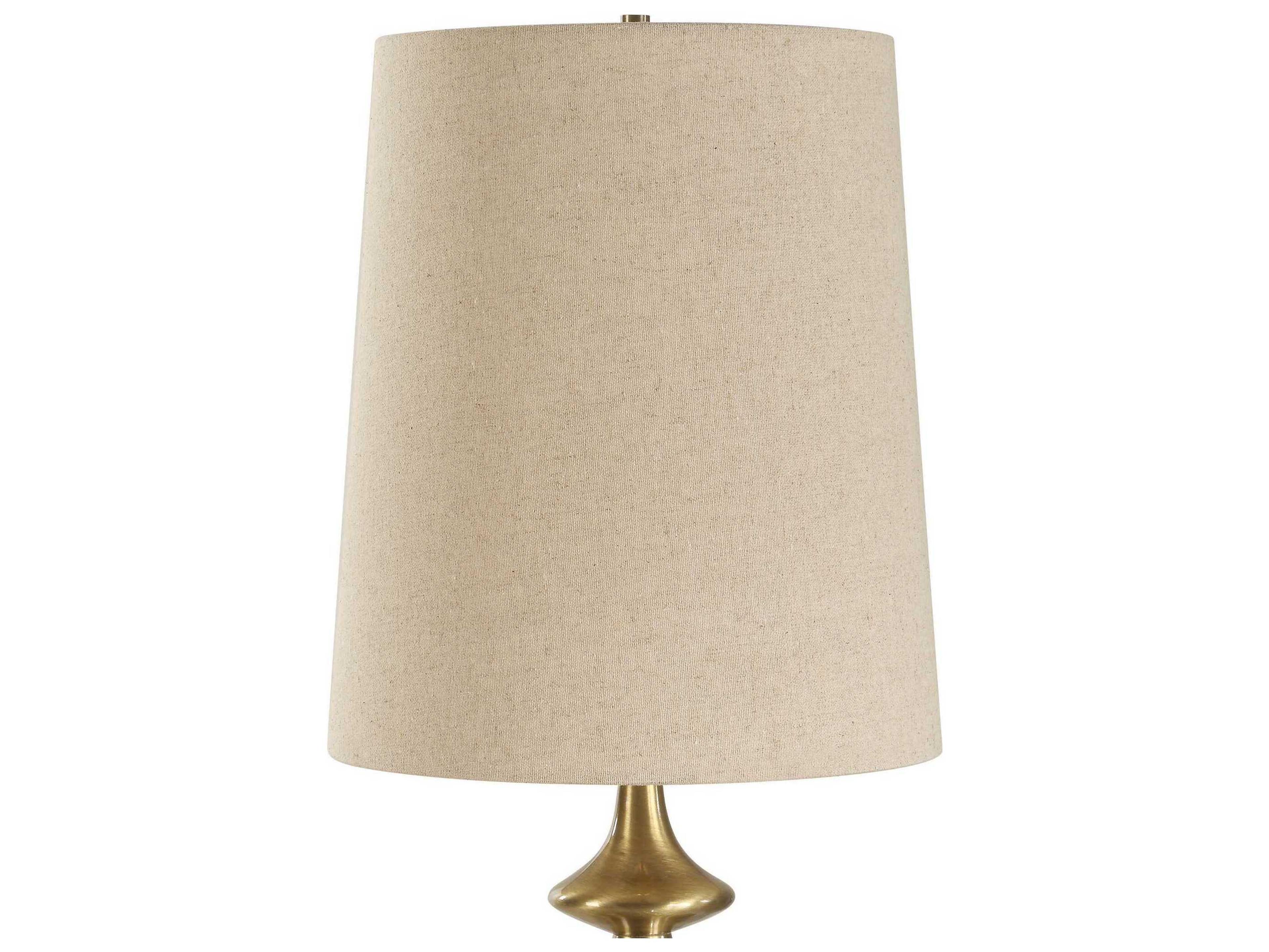 Uttermost Percy Brass Brown Tapered Round Hardback Buffet Lamp