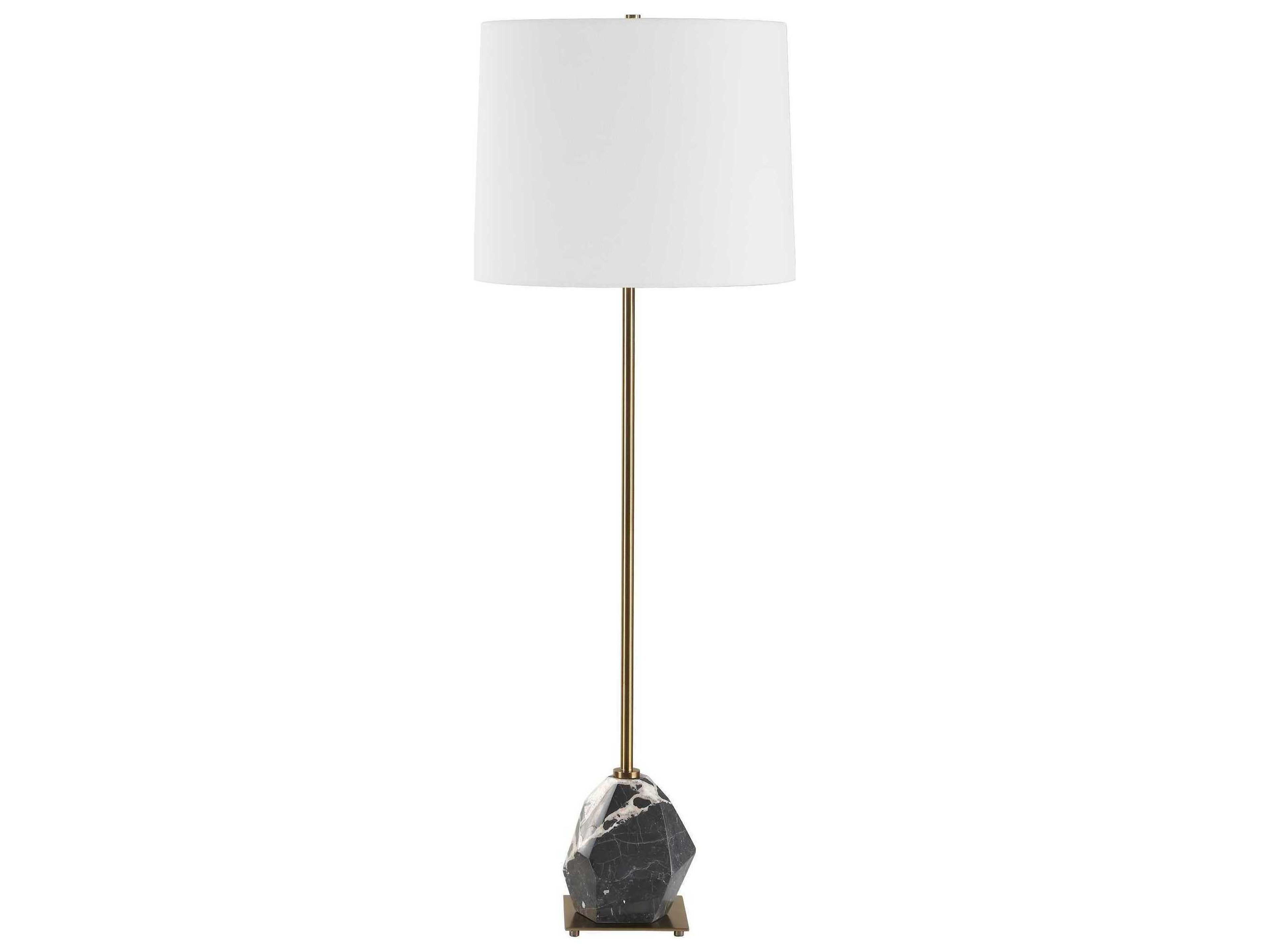 Uttermost Rowland Black Brass Round Tapered Hardback Buffet Lamp