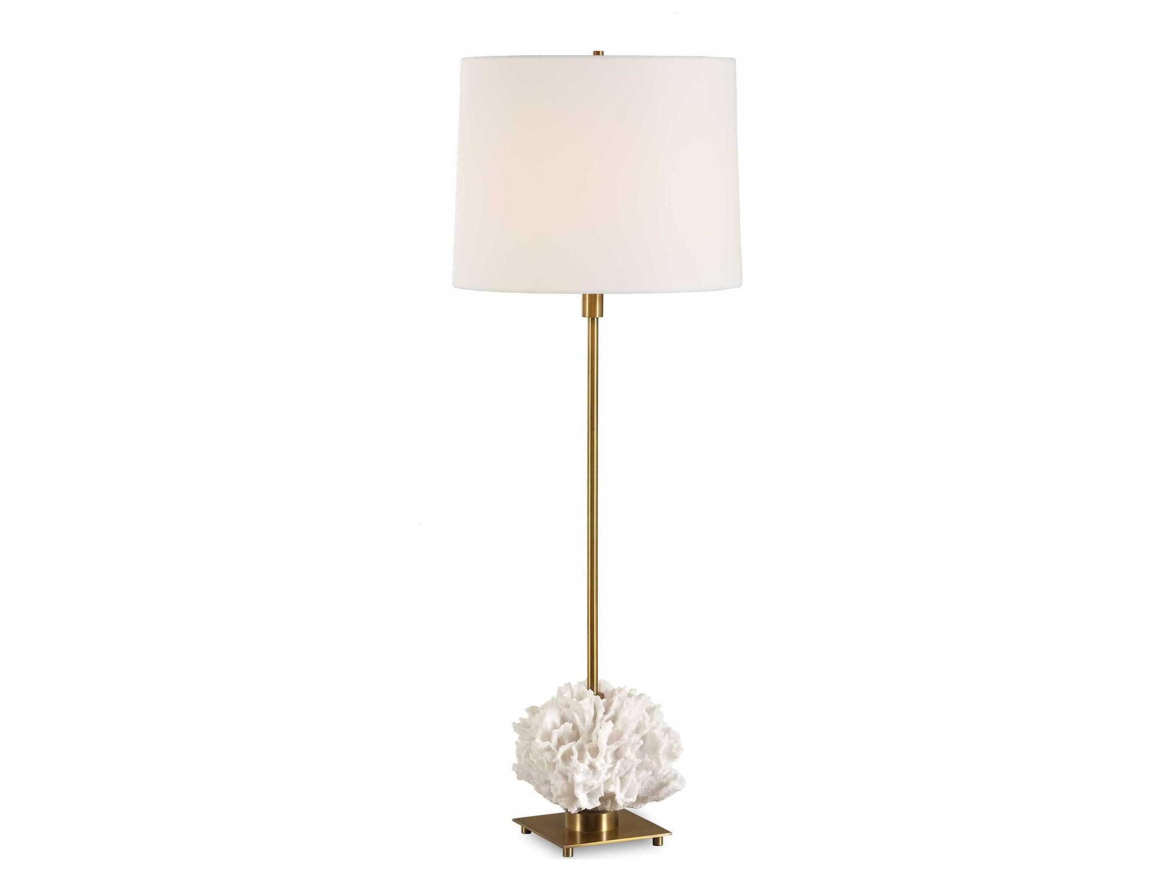 Uttermost Caronia Antique Brass Tapered Hardback White Buffet Lamp