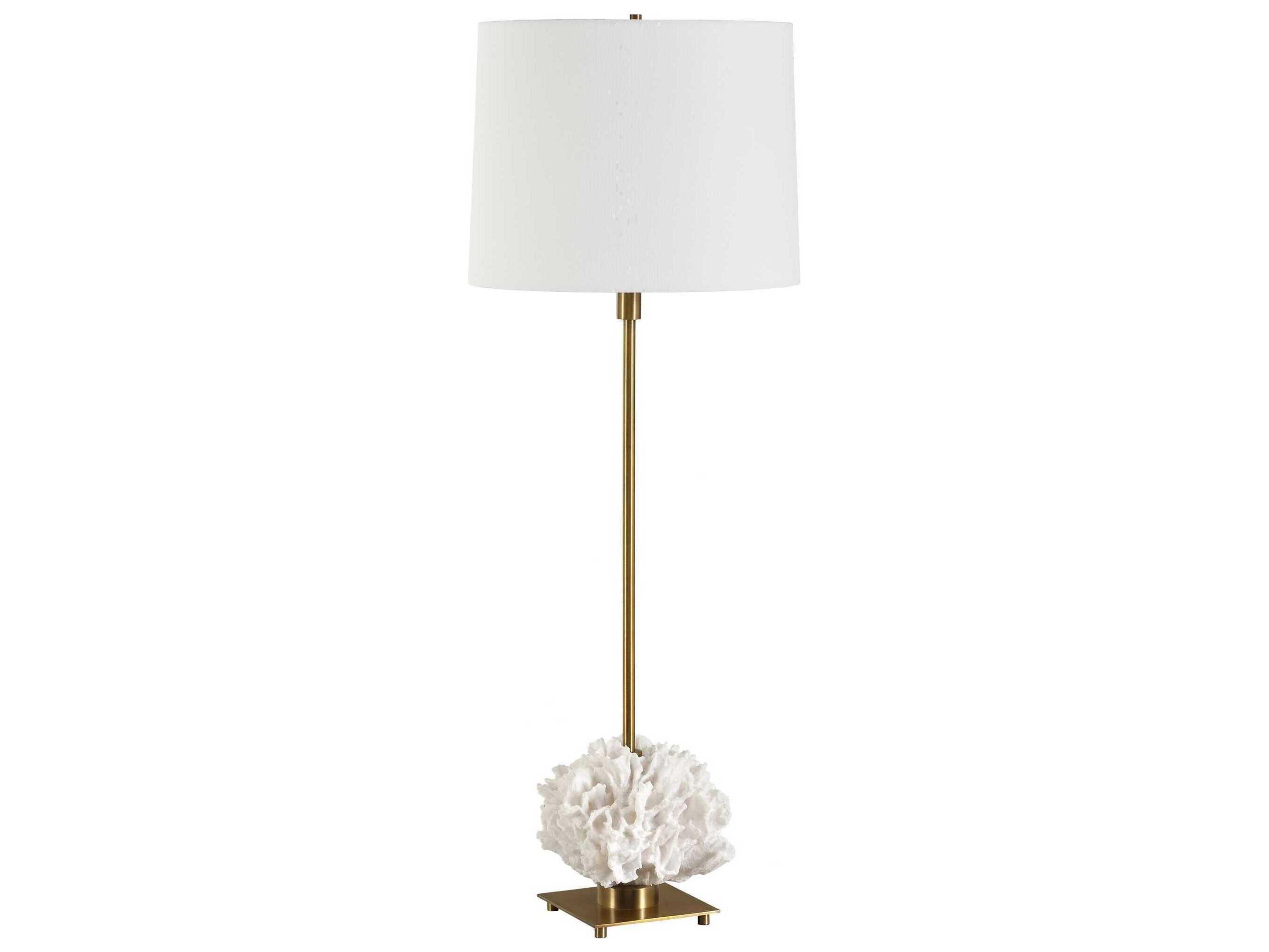 Uttermost Caronia Antique Brass Tapered Hardback White Buffet Lamp