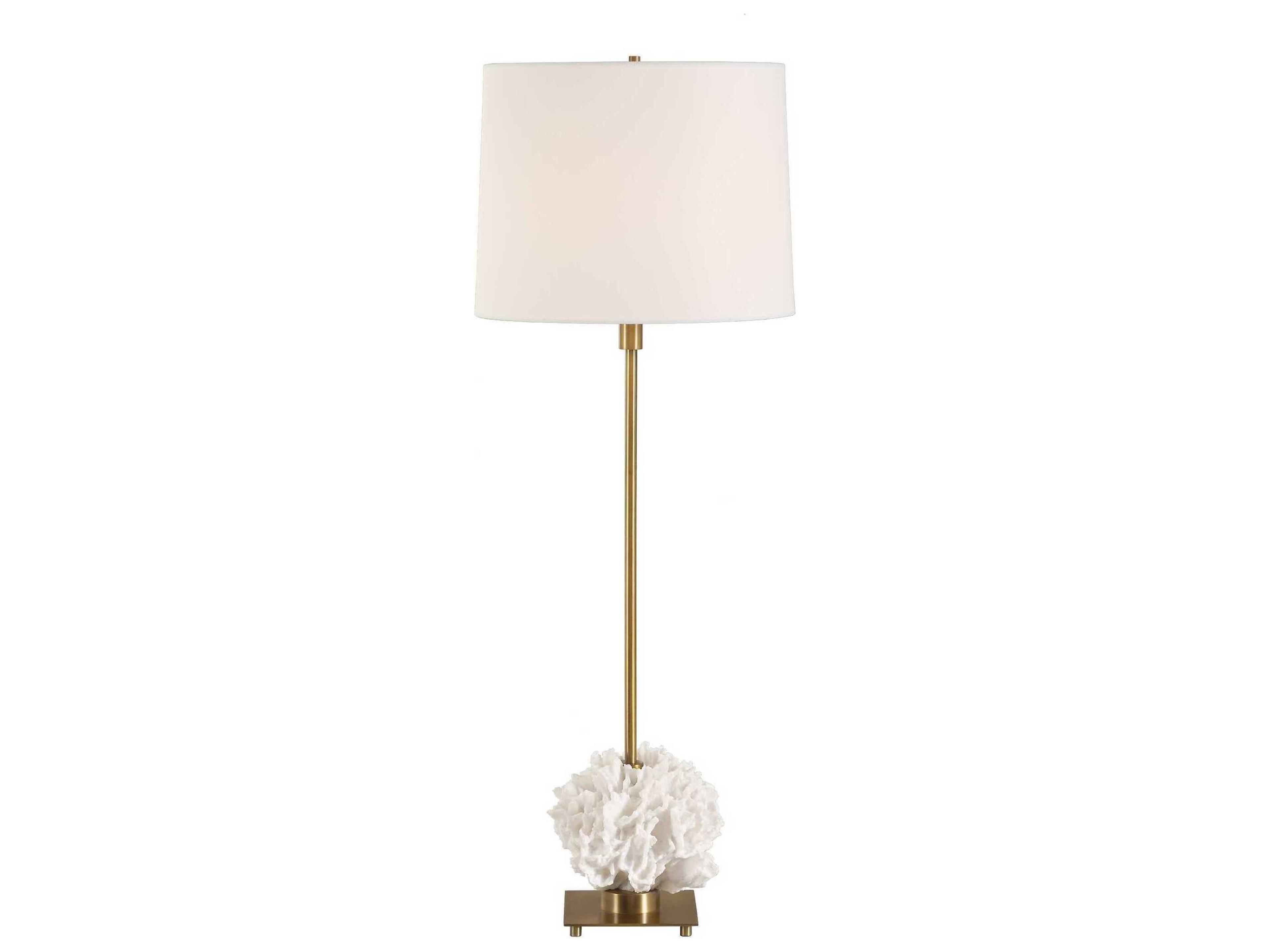 Uttermost Caronia Antique Brass Tapered Hardback White Buffet Lamp