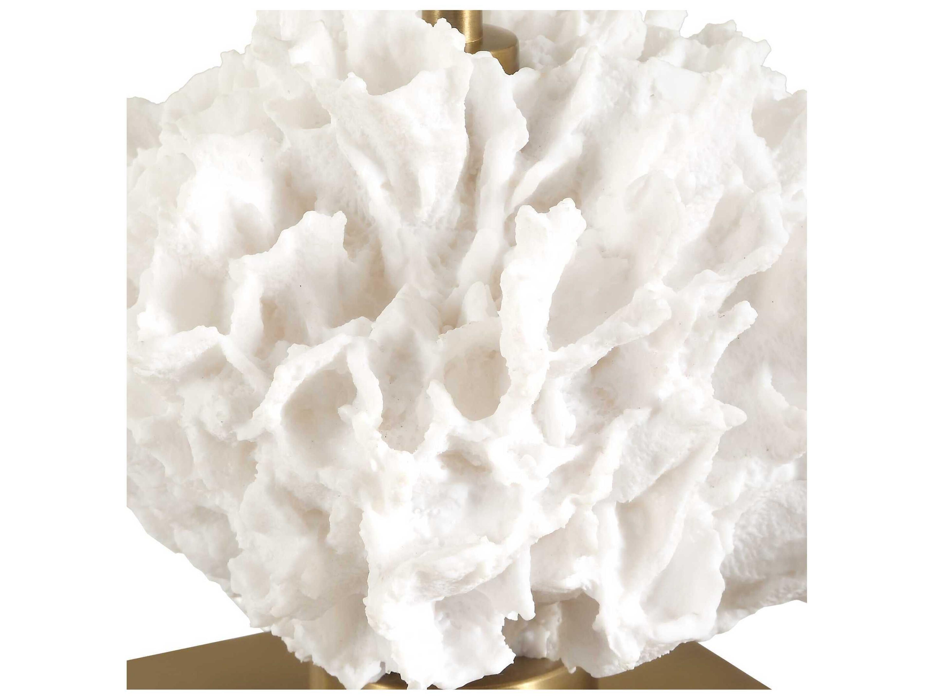 Uttermost Caronia Antique Brass Tapered Hardback White Buffet Lamp