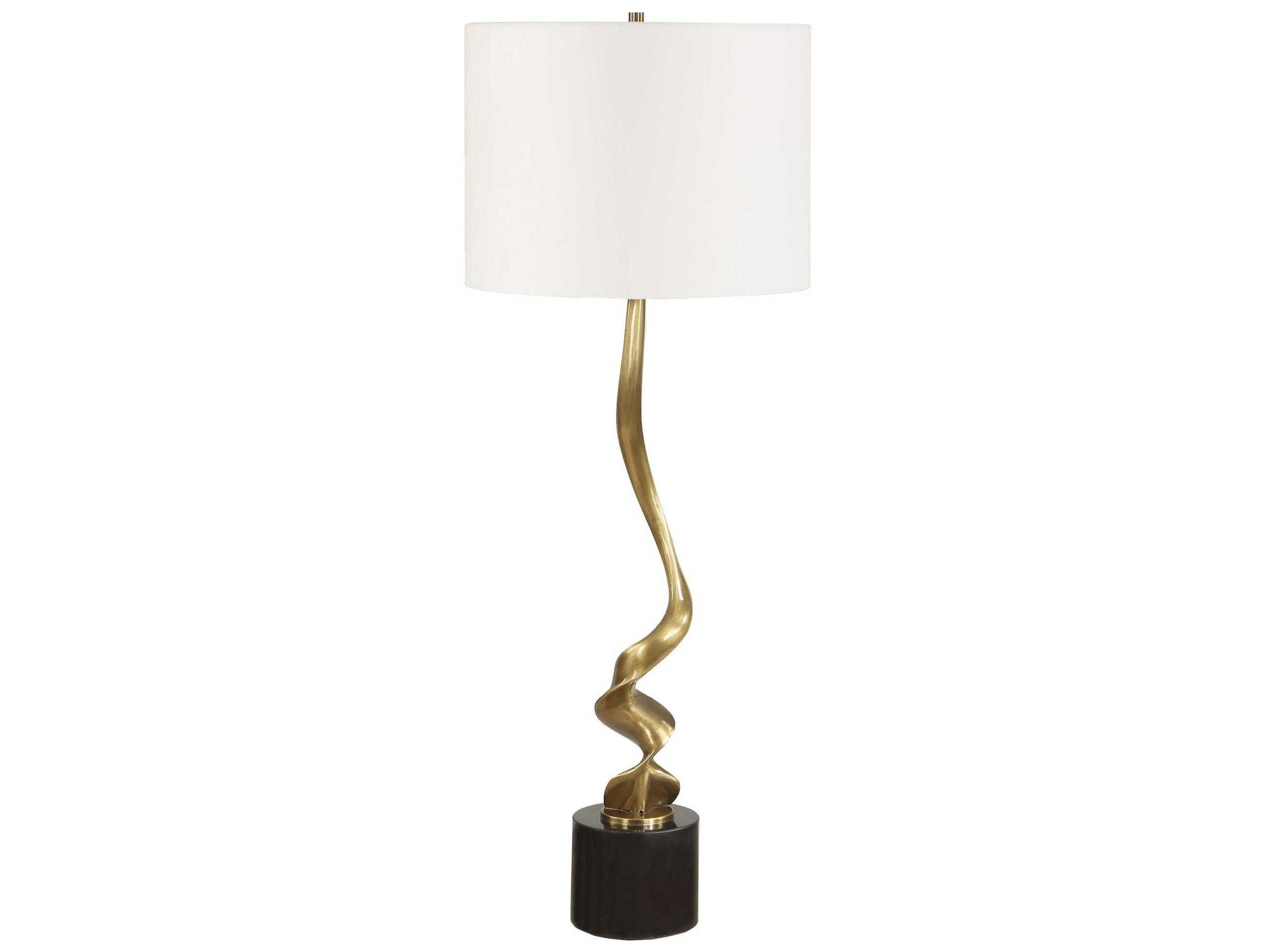 Uttermost Spiraling Antique Brass Drum Hardback Gold Buffet Lamp