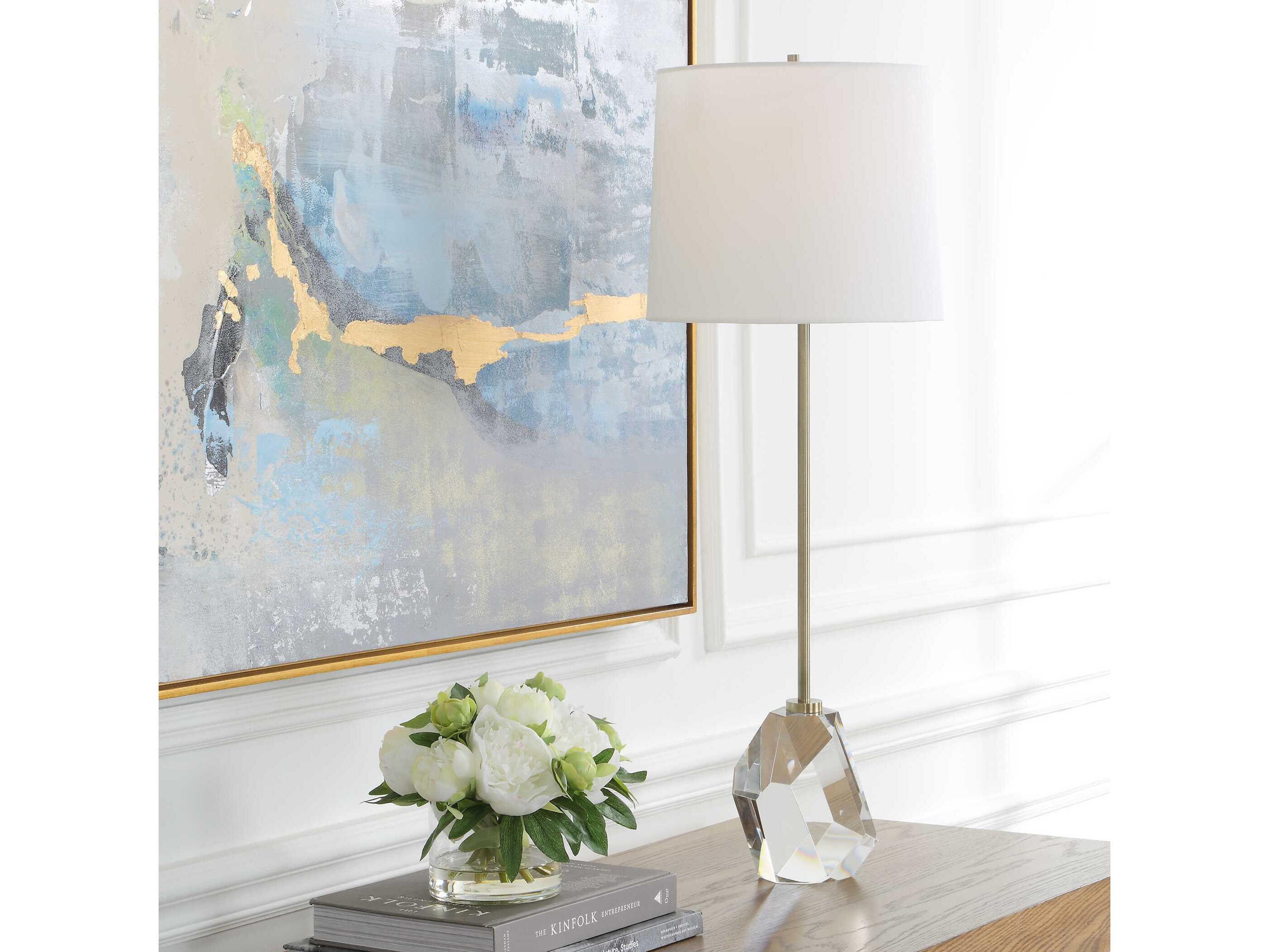 Uttermost Valentina Antique Brass Round Tapered Hardback Gold Buffet Lamp