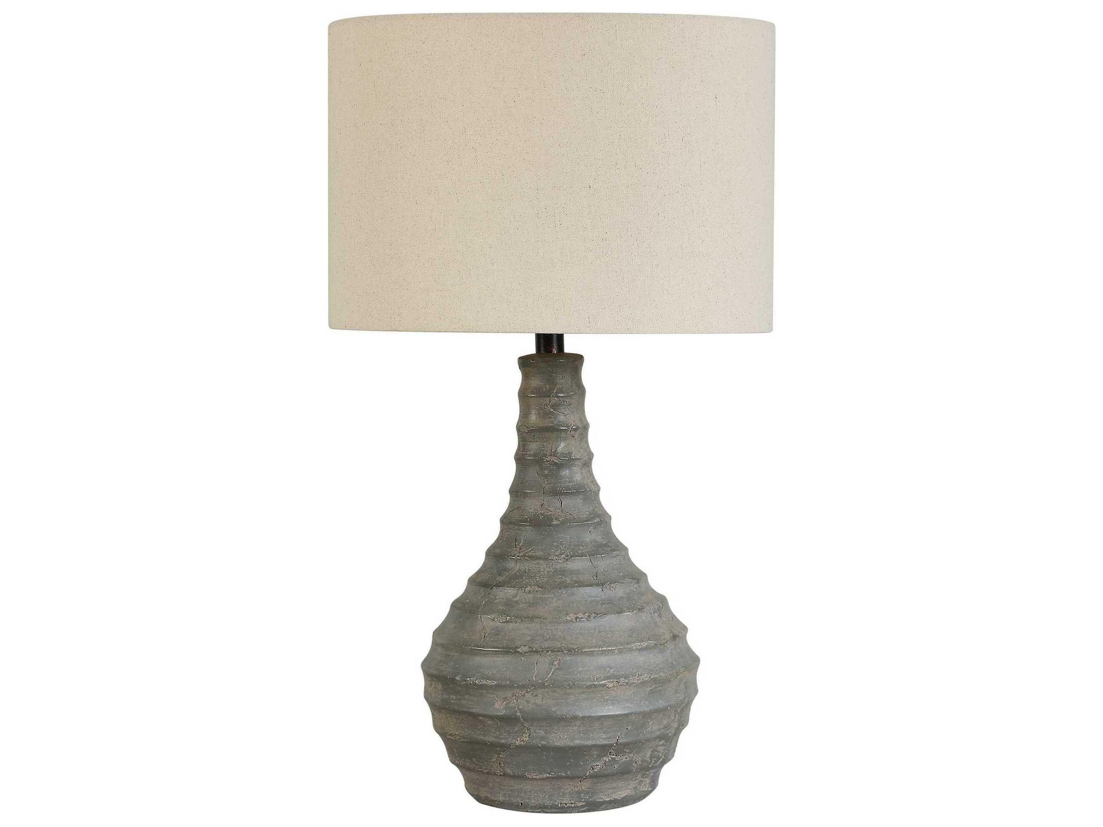 Uttermost Stratum Distressed Gray Dark Bronze Round Drum Buffet Lamp